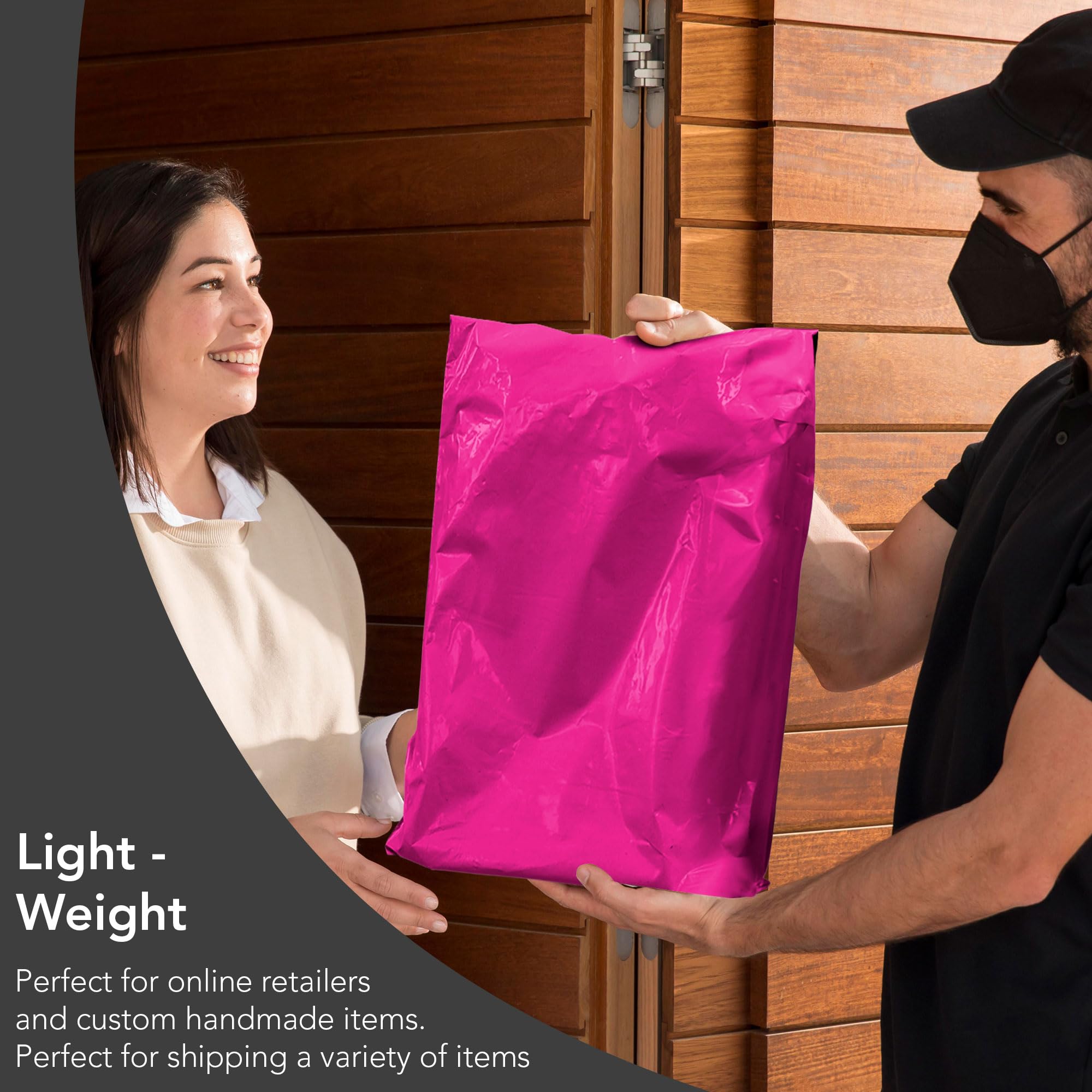 iSOUL 125 Assorted Hot Pink Poly Mailing Bags - 5 Sizes, Self-Seal, Water Resistant | 60 Micron