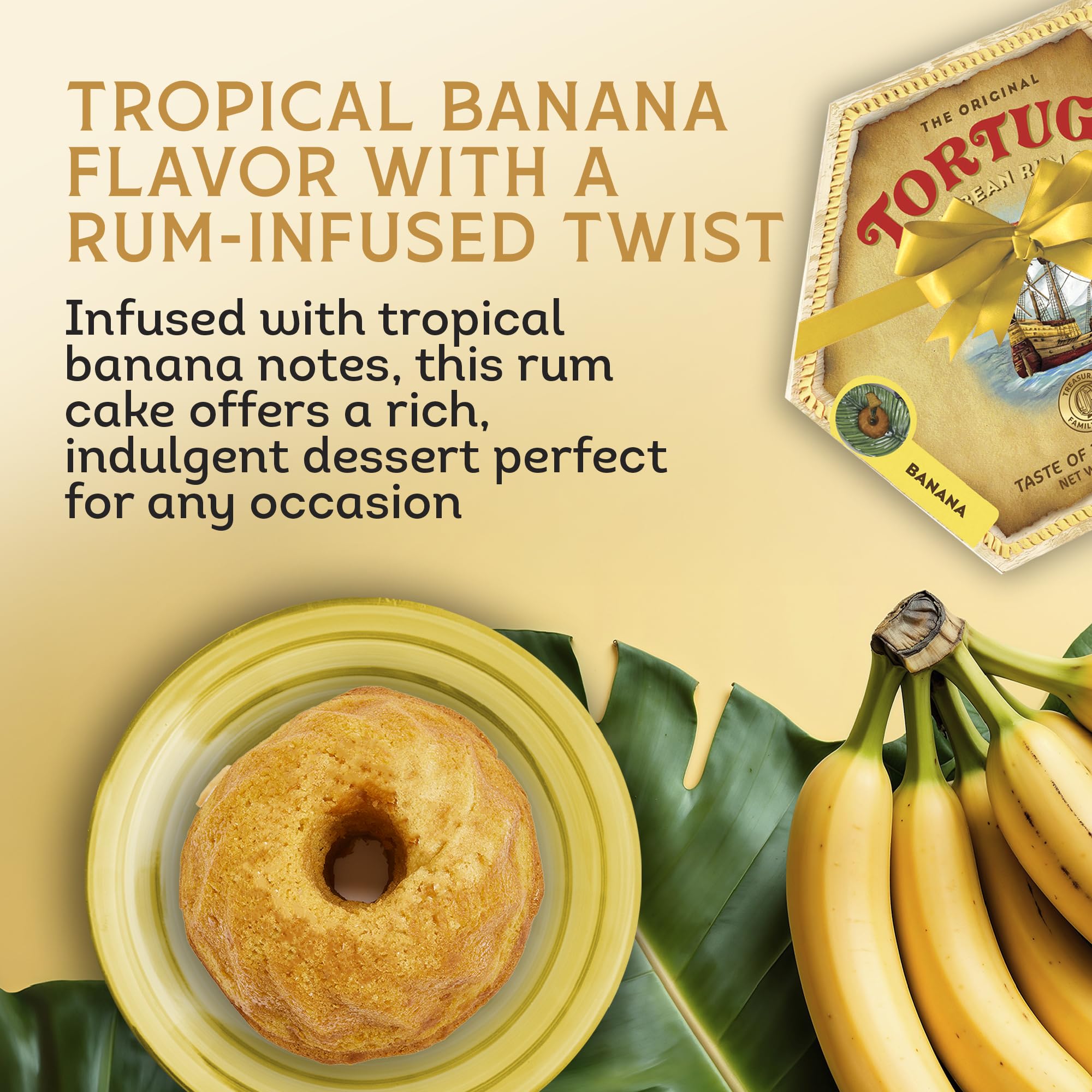 TORTUGA - Banana Flavour Rum Cake 454 g, Moist Caribbean Style Dessert 5
