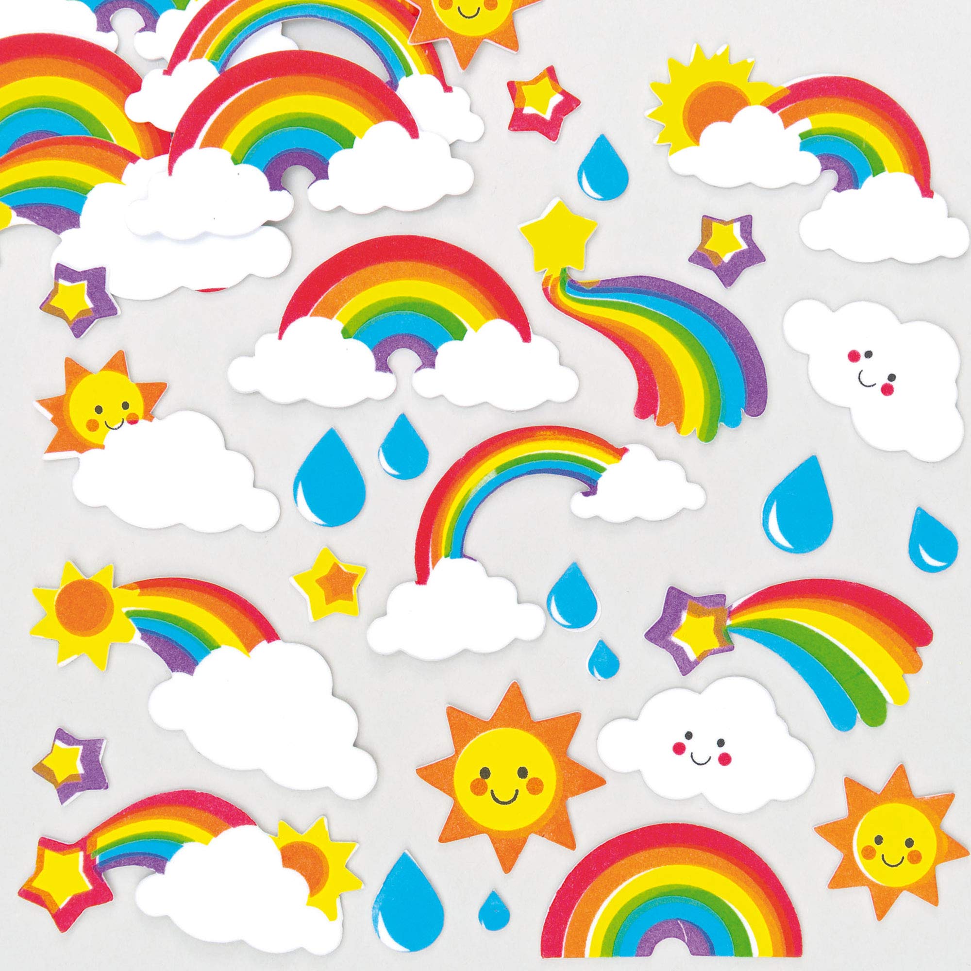Baker Ross Rainbow Puffy Foam Stickers (Pack of 120) - Self-Adhesive Vinyl for Kids Crafts