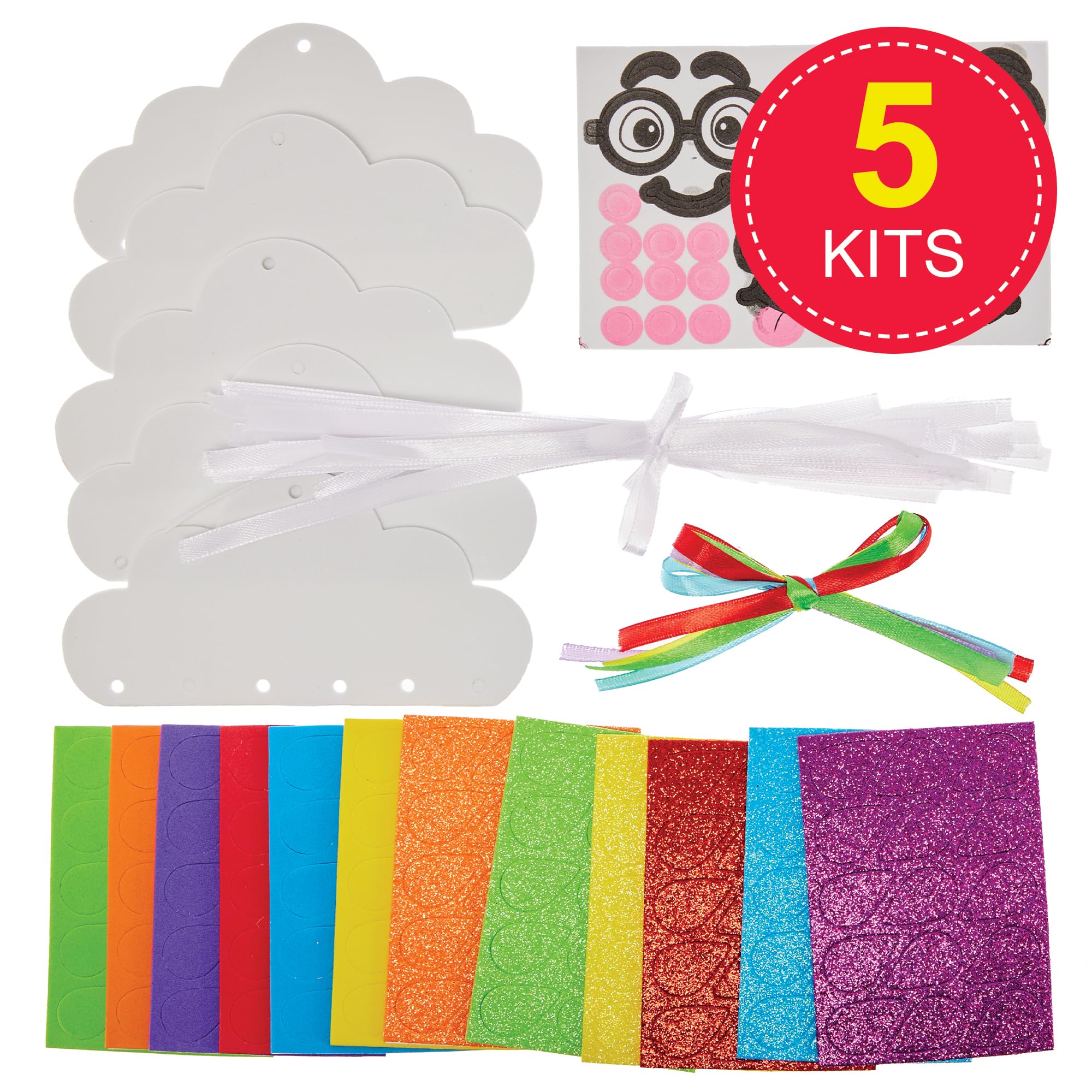 Baker Ross FN011 Rainbow Drop Mix and Match Kits - Pack of 5, Foam Craft Decoration, 22cm