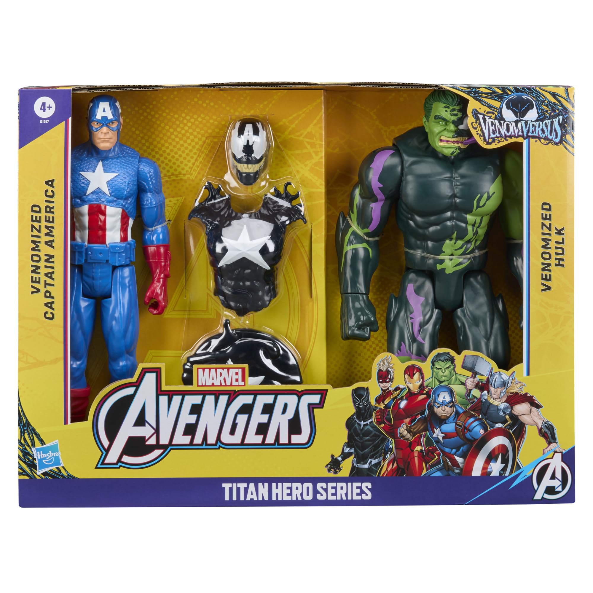Marvel Avengers VenomVersus Titan Hero Series Venomized Captain America & Hulk 30-cm Action Figures 11