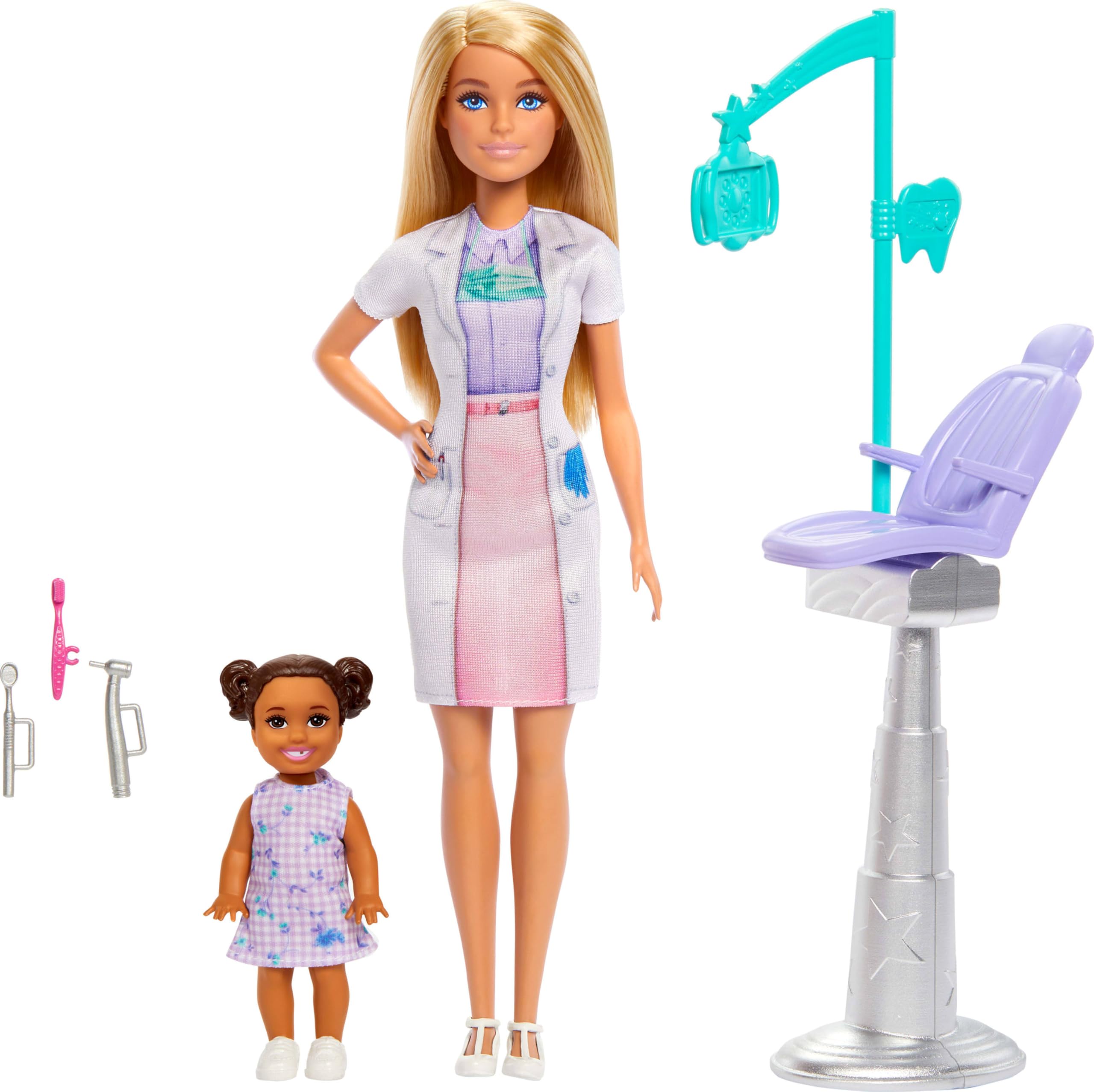 Barbie Dentist Doll Playset - Blonde Fashion Doll with Blue Dress, Lab Coat & Dental Accessories for Kids 3+ 11