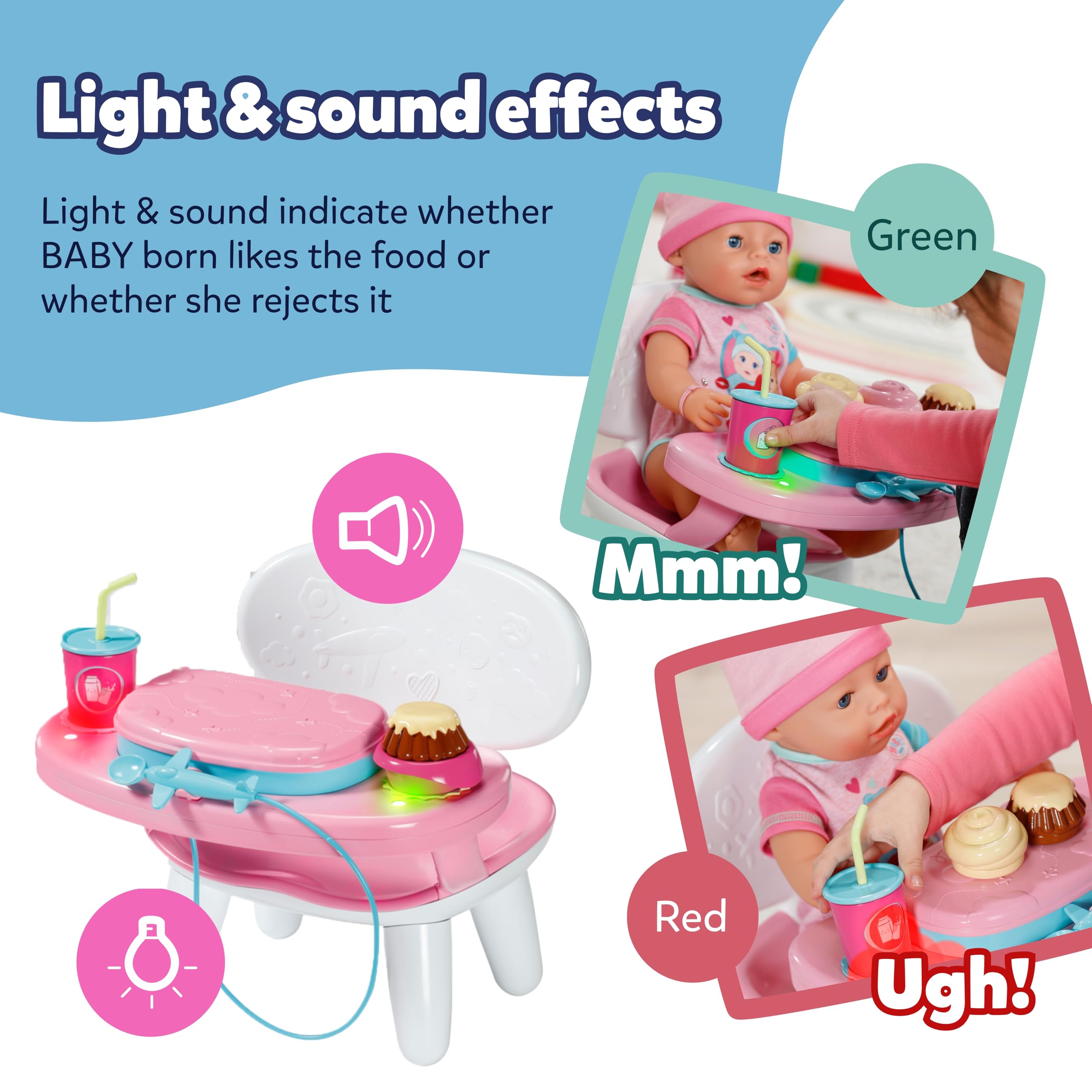 BABY born Feeding Table with Light & Sound Function - Interactive Playset for 43 cm Dolls 3