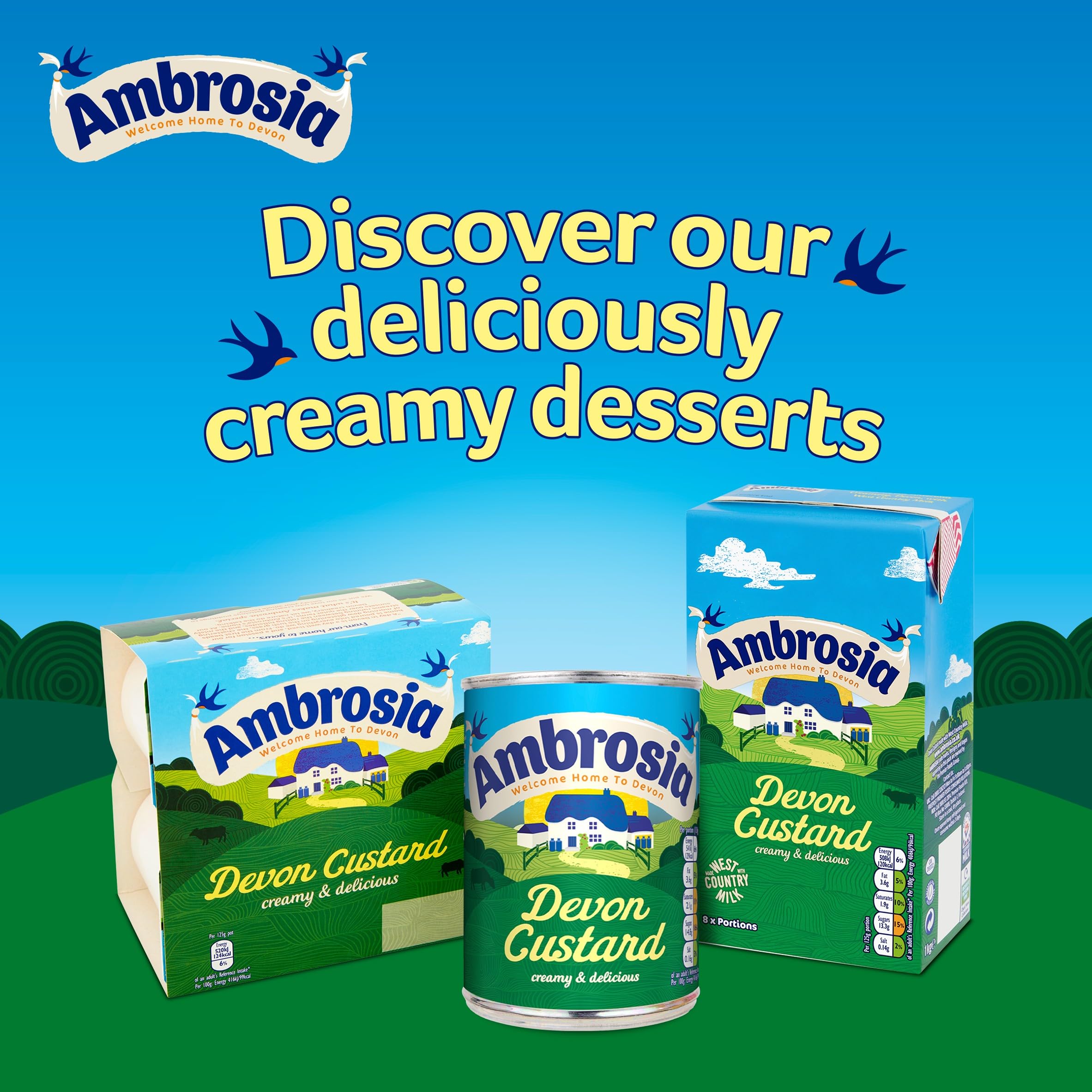 Ambrosia Banana Flavour Devon Custard Pots, Creamy Ready-to-Eat Dessert, 12 x 150g Pots 5