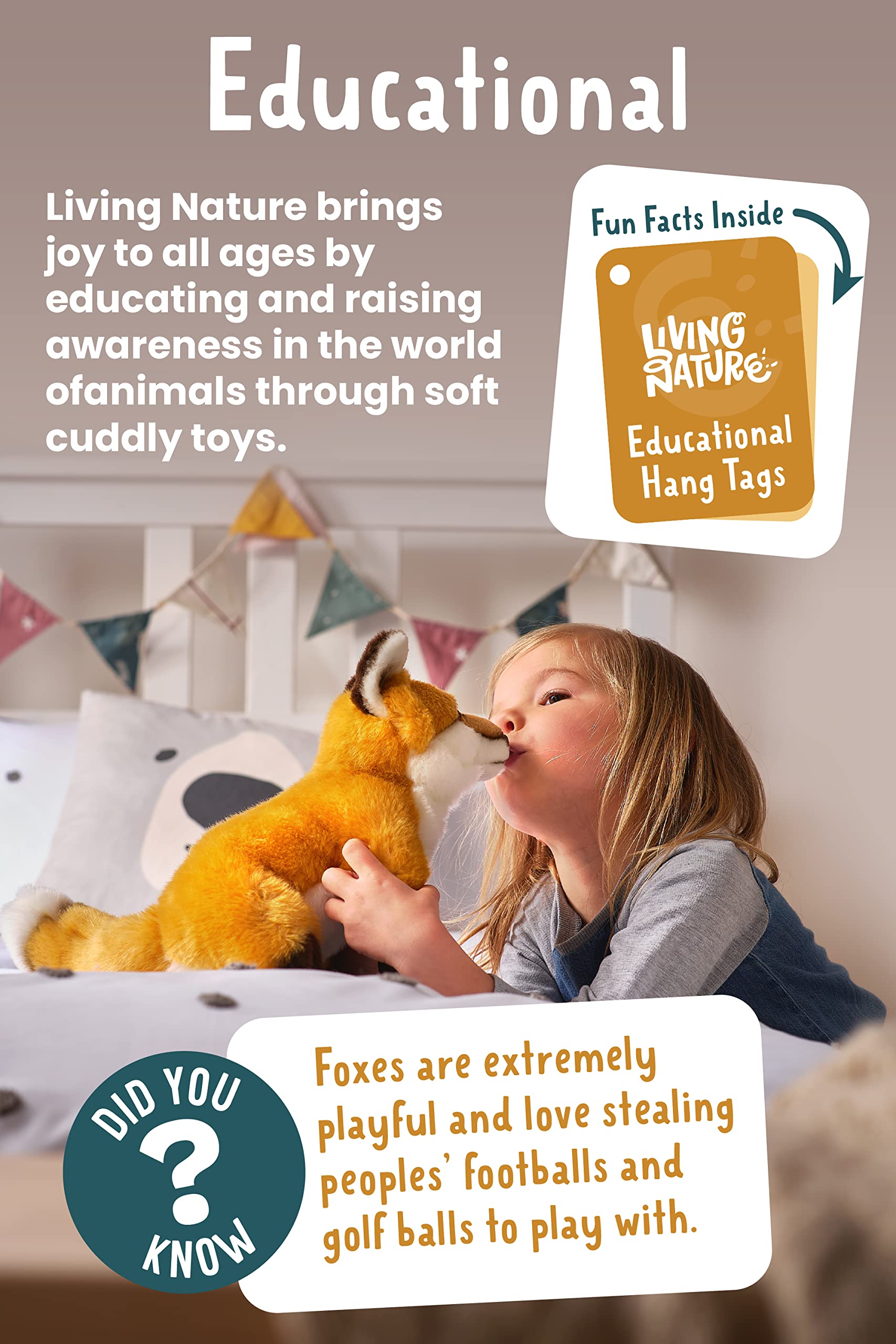 Living Nature Brown Billy Goat Realistic Farm Animal Soft Toy Plush | Eco Friendly | 0m+ 4