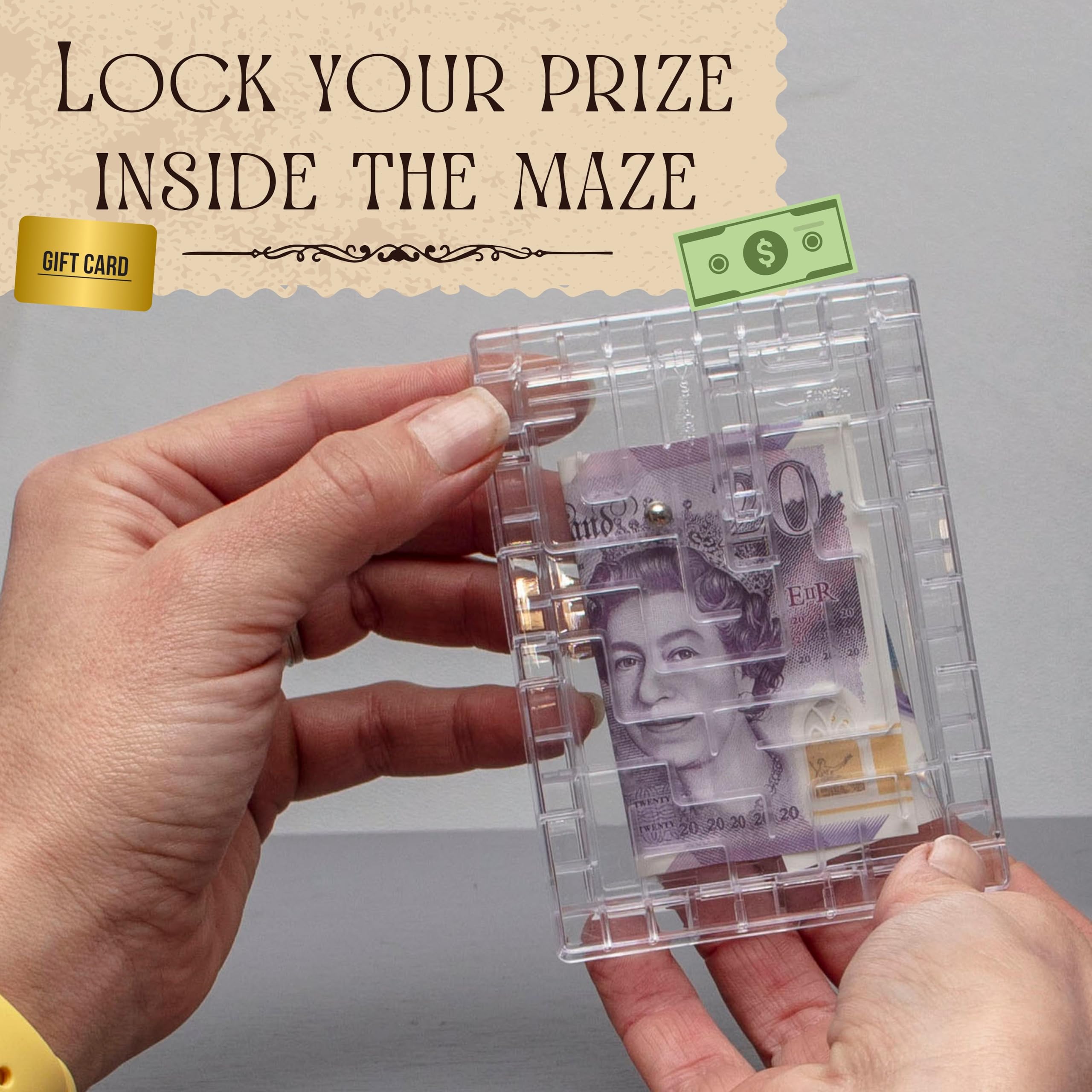 Boxer Gifts Escape Maze Money Puzzle Box - Clear Plastic, Unisex Adult