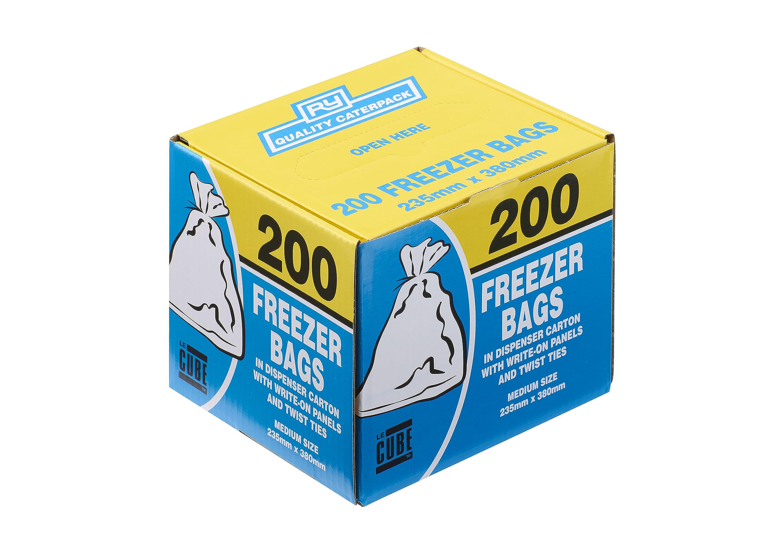 CATERPACK BY ROBINSON YOUNG Freezer Bags - 200 Count | Twist Tie Closure | White Write-On Panel