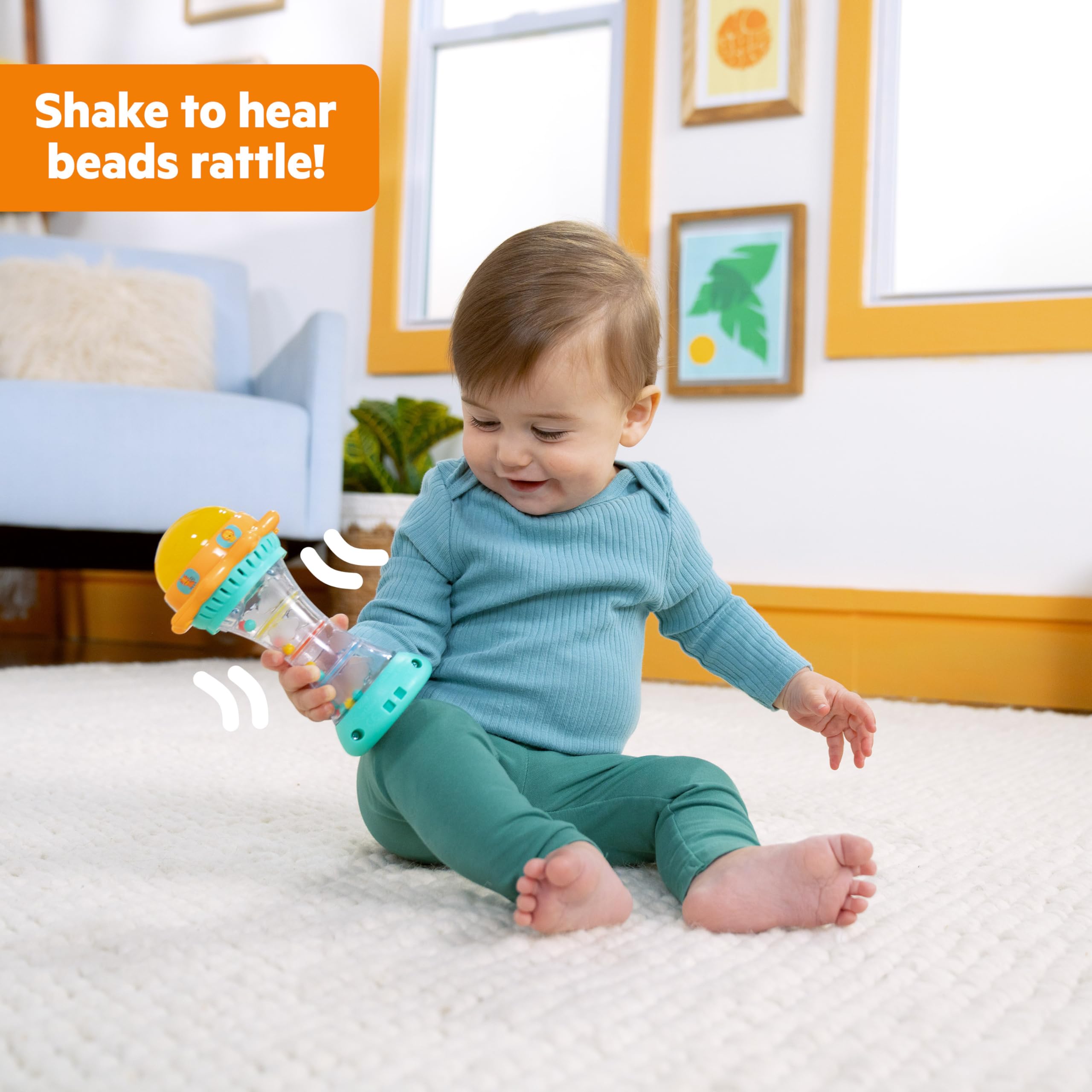 Bright Starts Just for Sun Flashlight Toy - Lights, Animal Sounds & Rattle Beads for Babies 6M+ 4