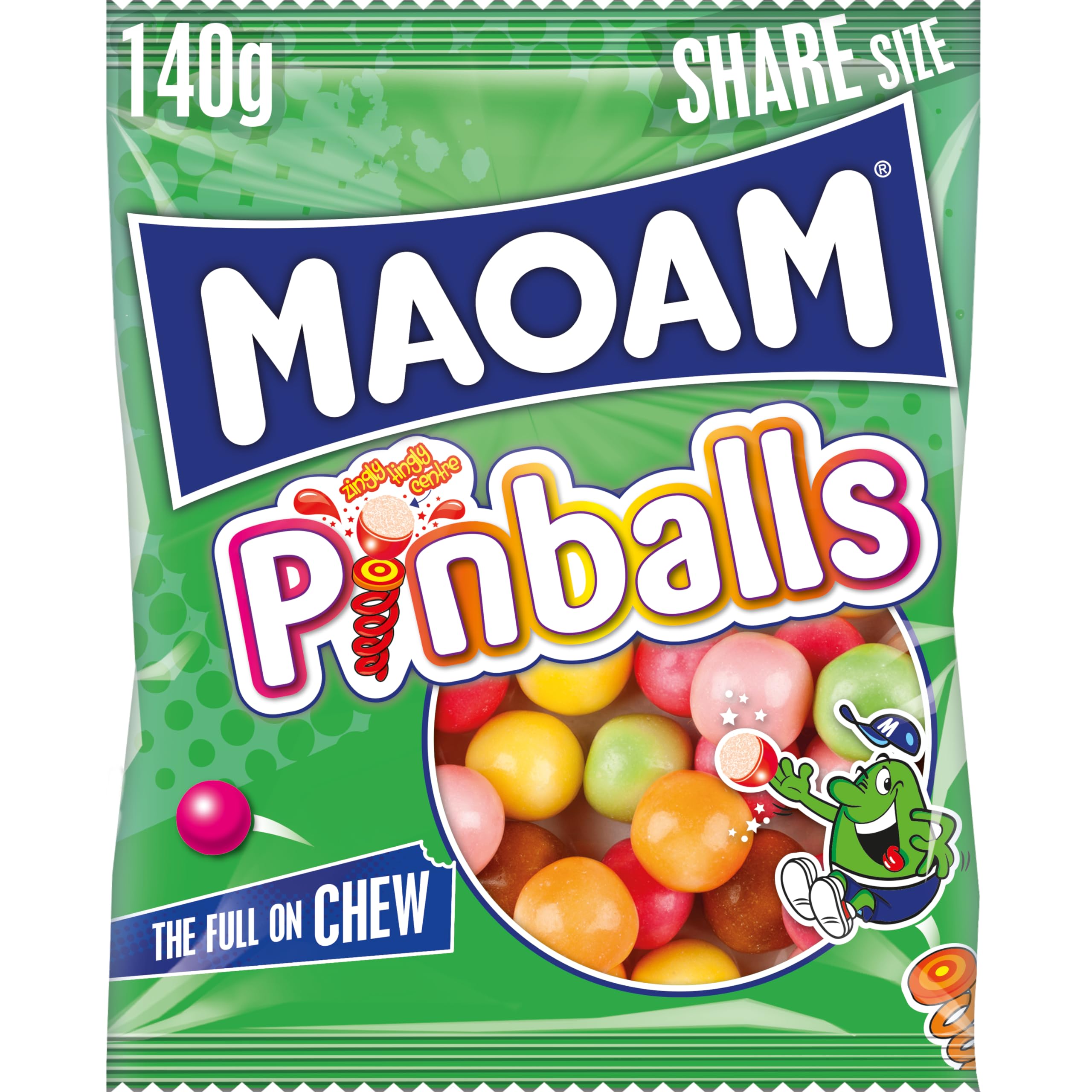 MAOAM Pinballs Chewy Fruity Sweets – 140g Share Bag 1