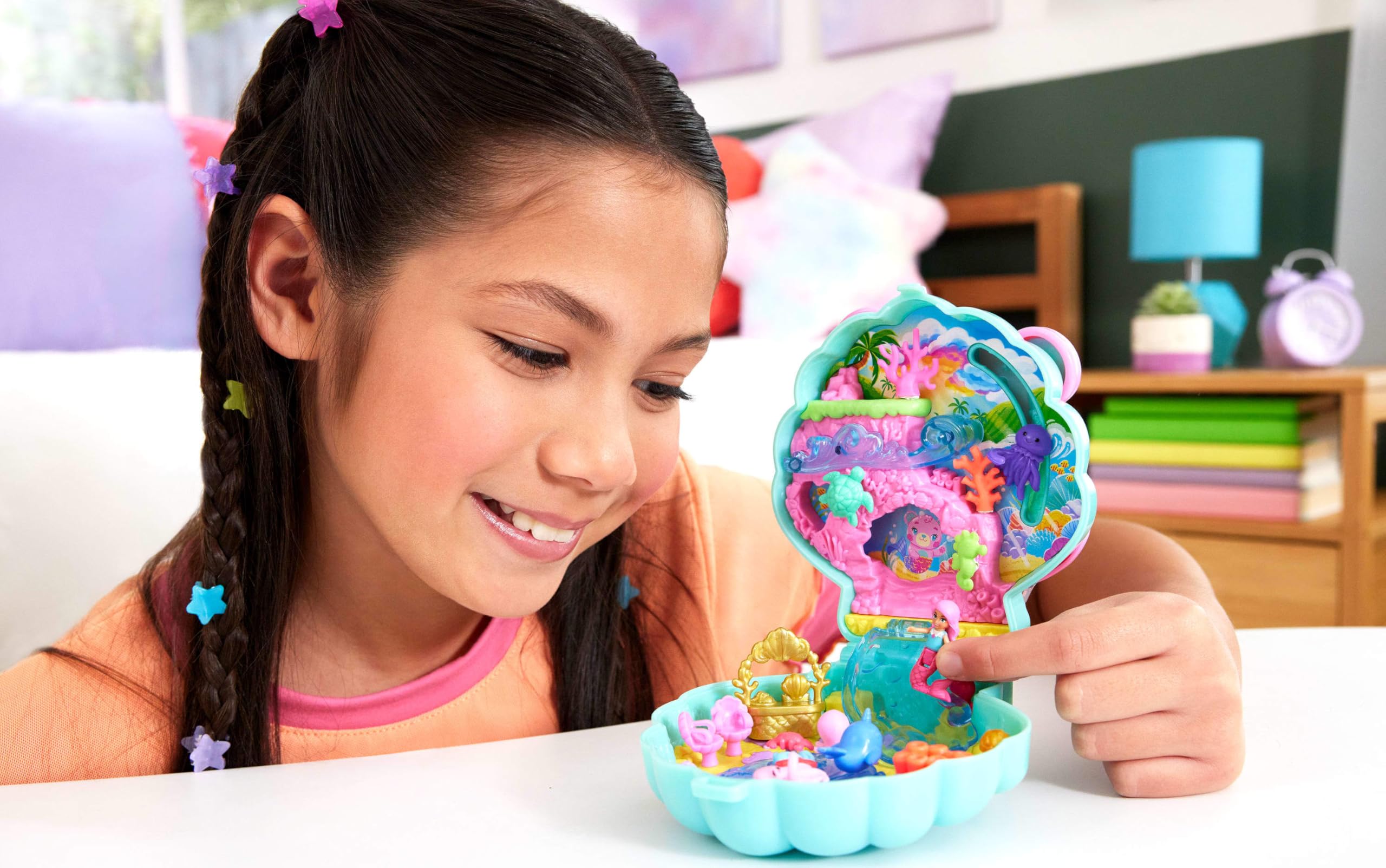Polly Pocket Glitter Island Compact Playset - Mermaid Adventure with 11 Accessories 3