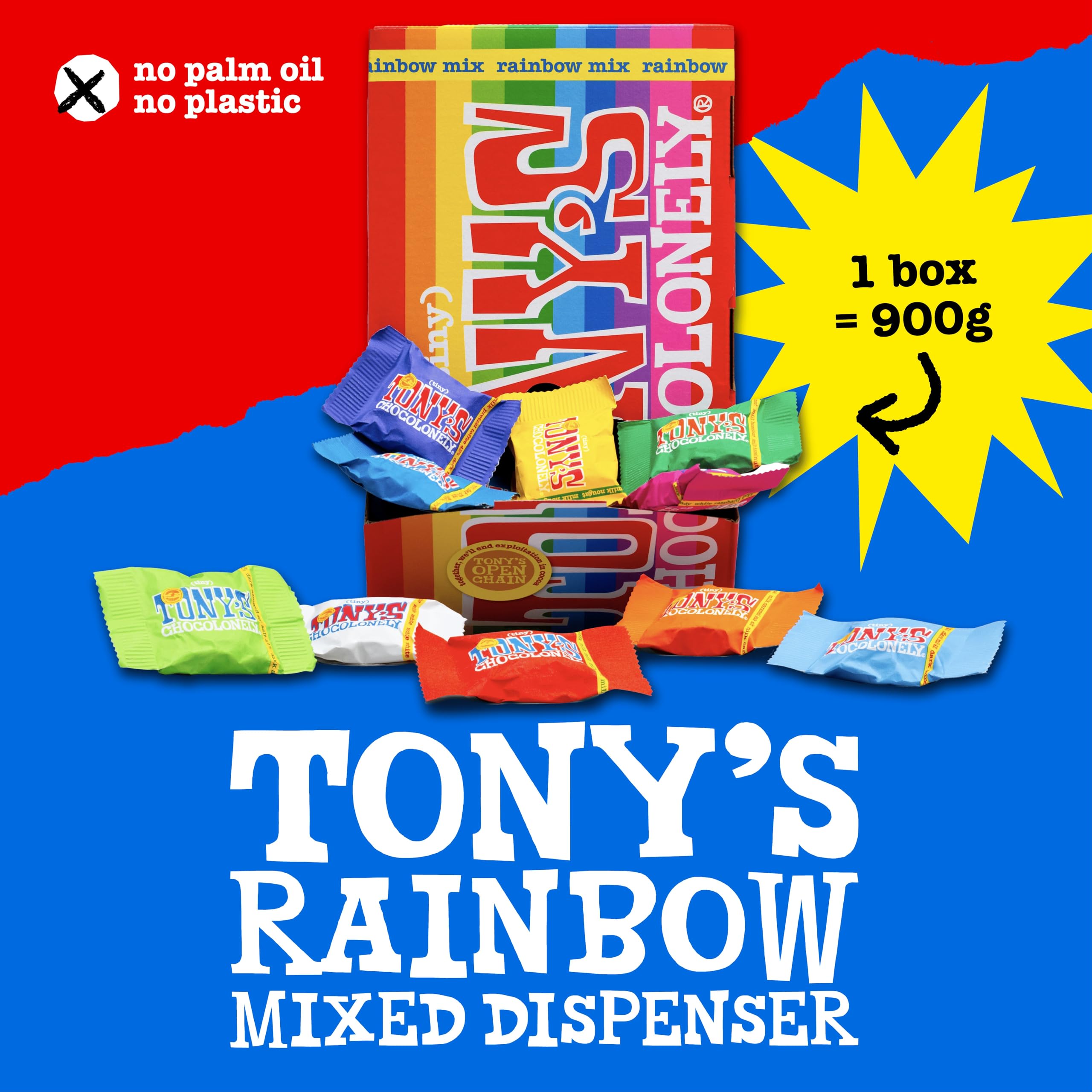 Tony's Chocolonely Tiny Tony's Chocolate Gift Box - 900g Mini Fair Trade Chocolate Mix