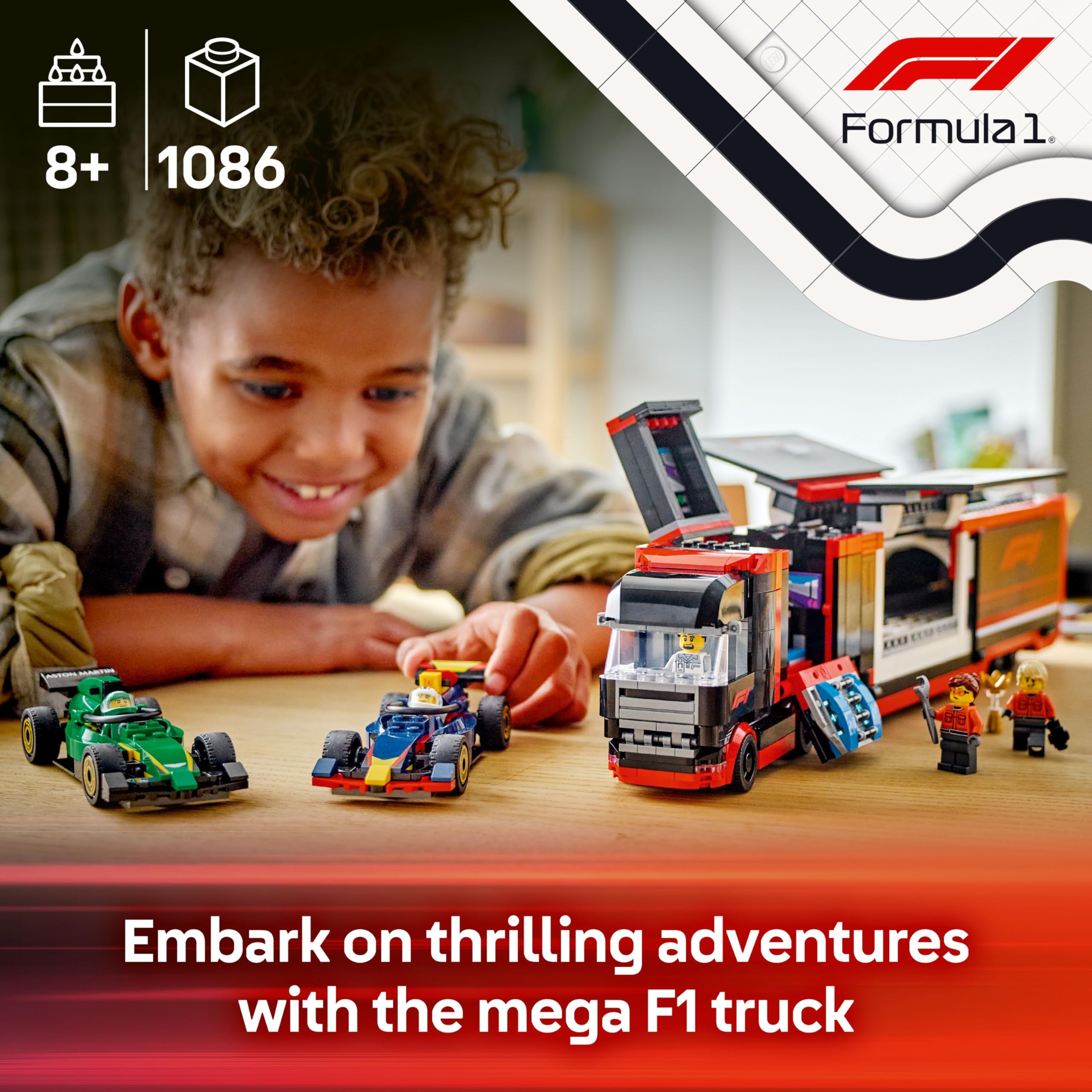 LEGO City F1 Truck with RB20 & AMR24 F1 Cars Building Set 60445 | Ages 8+