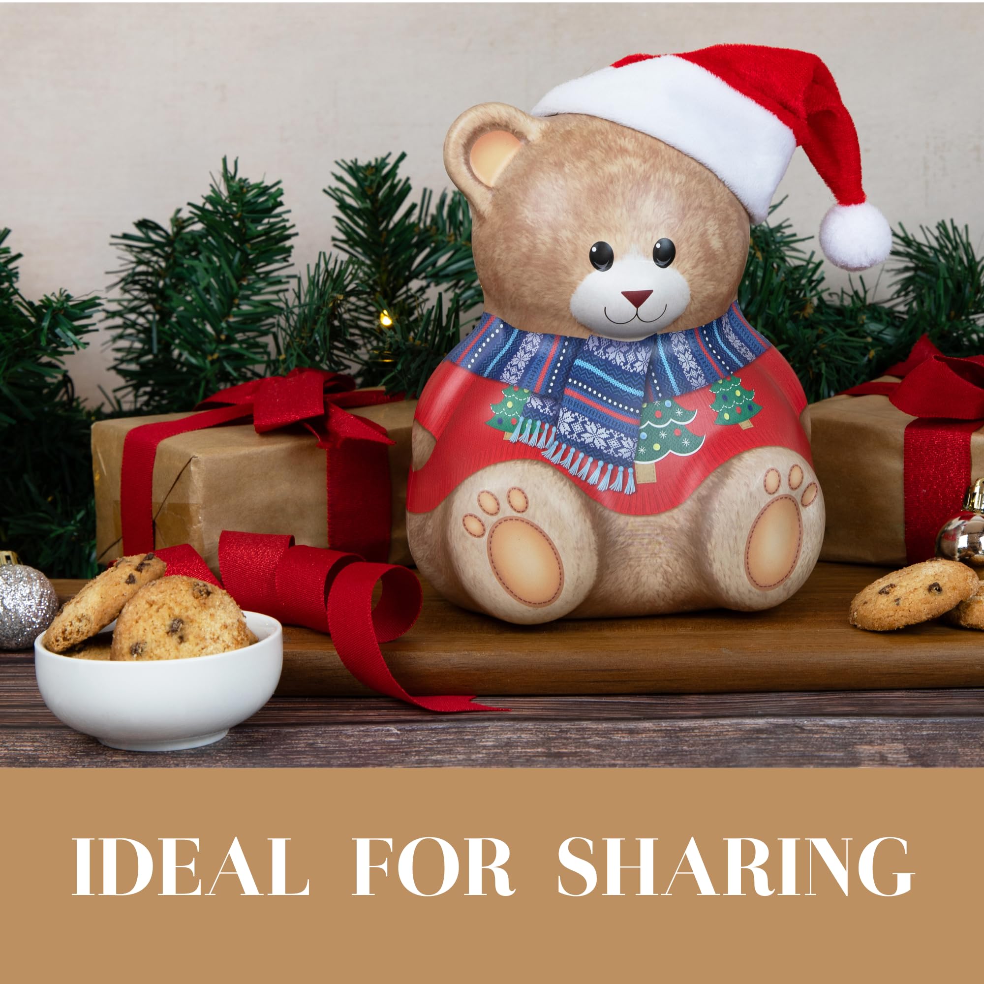 The Silver Crane Co. - Christmas Bear with Hat Gift Set Biscuit Tin 12