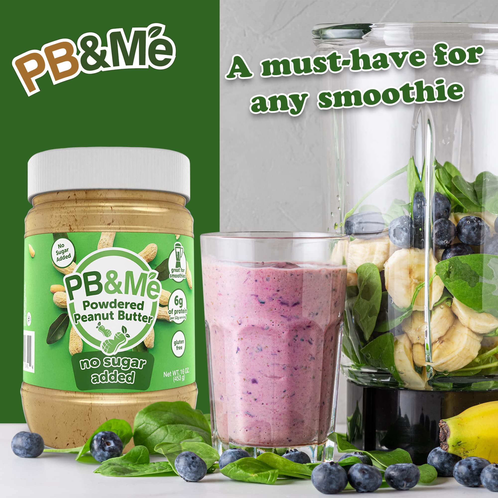 PB&Me Powdered Peanut Butter No Added Sugar 453g - Gluten Free, Non-GMO, Vegan 4