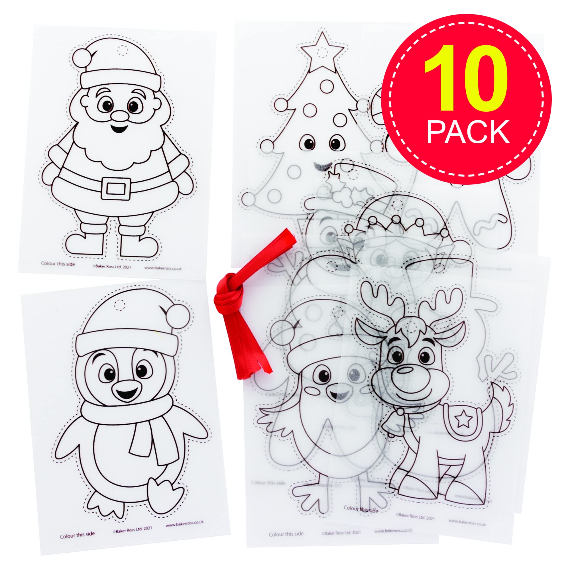 Baker Ross Christmas Super Shrink Decorations - Pack of 10 Plastic Craft Kit for Kids 7