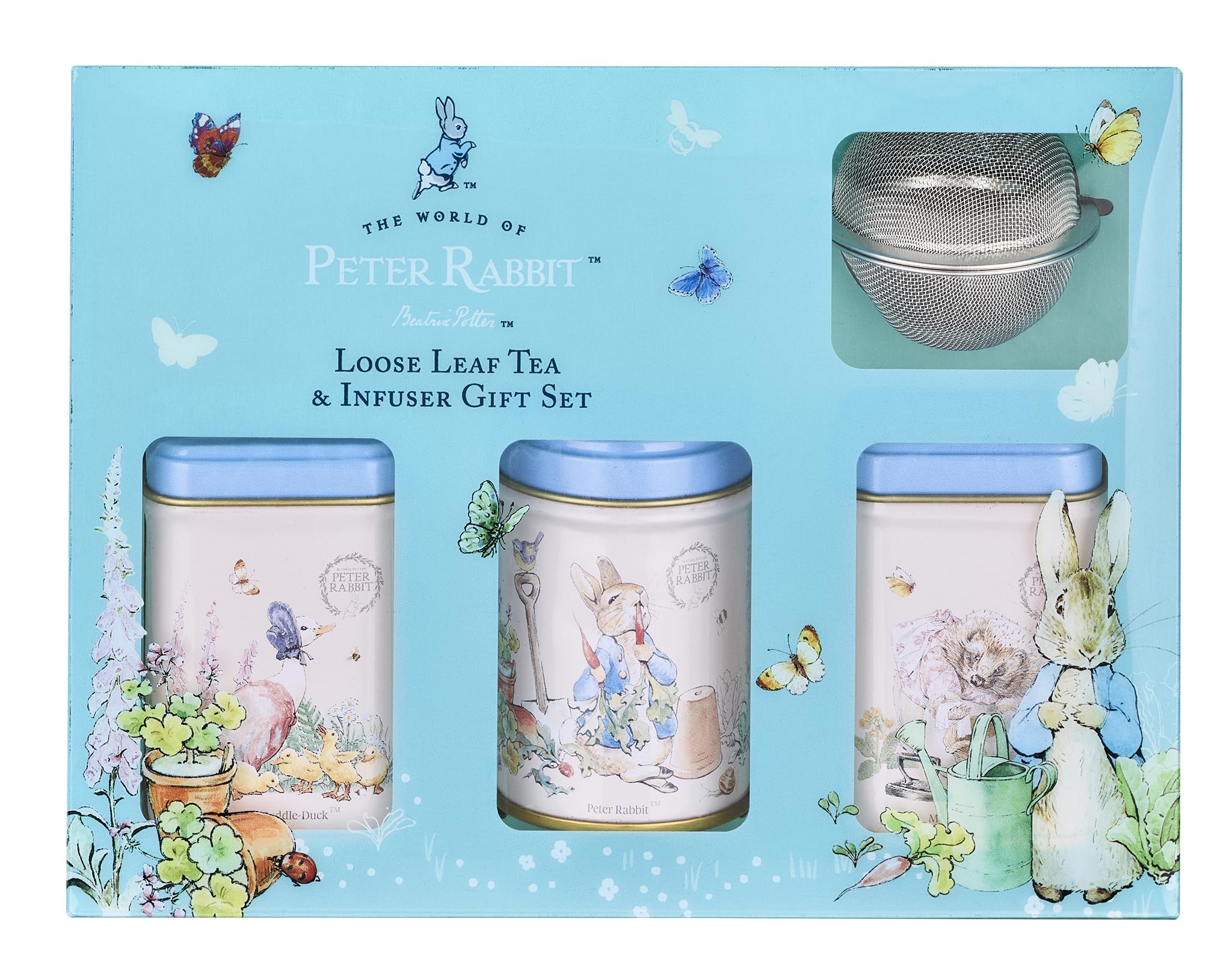 New English Teas Peter Rabbit Loose Leaf Tea & Infuser Gift Set | 3 Tins | Medium Caffeine 5