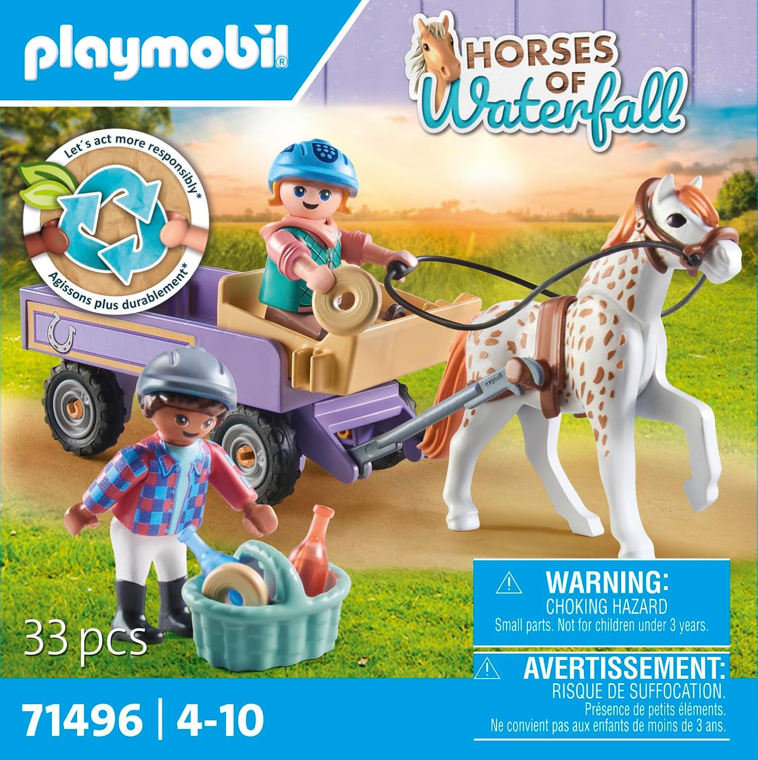 Playmobil 71496 Horses of Waterfall: Pony Carriage Playset for Kids 4+ 5