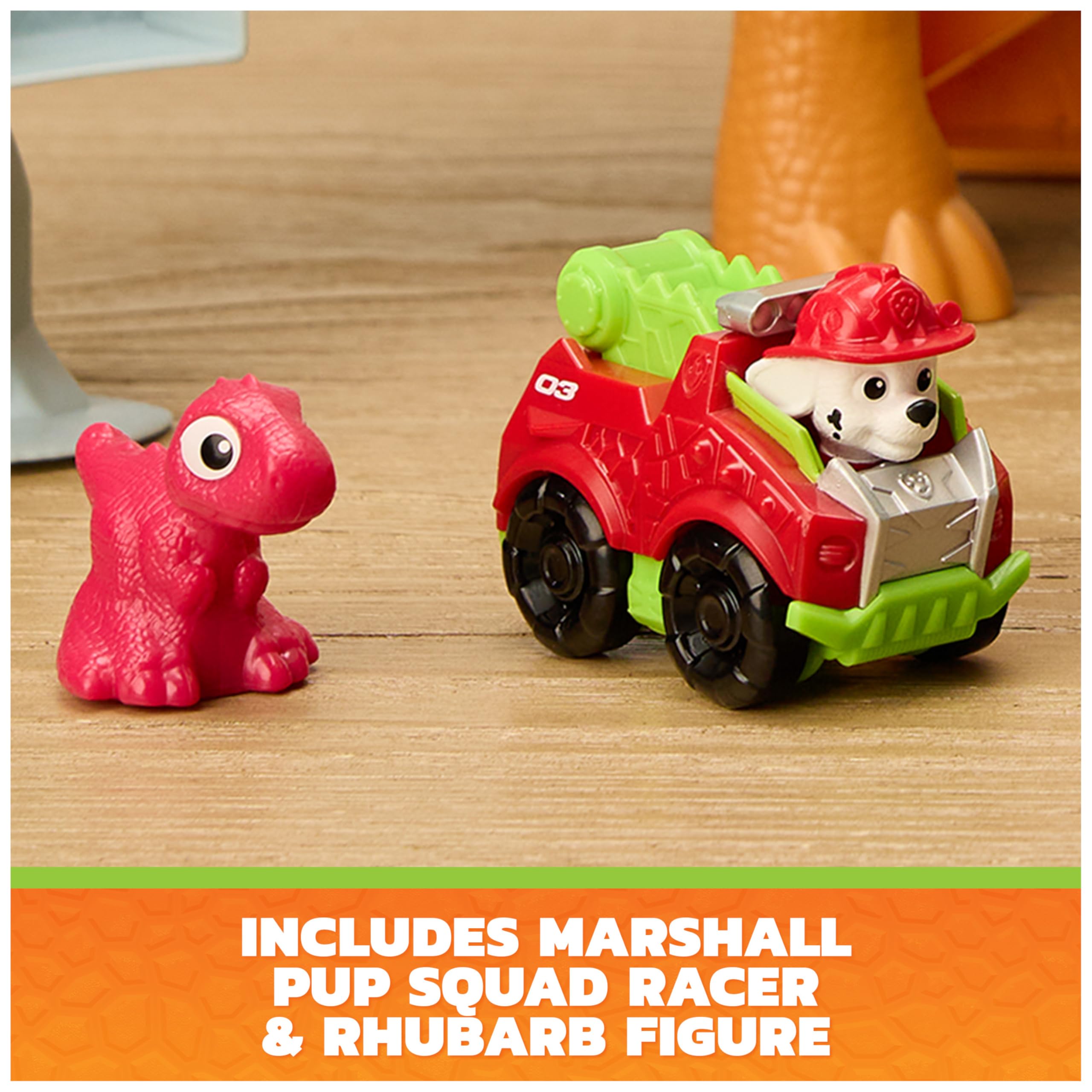 Paw Patrol Dino Movie Lift and Race Dino Playset with Marshall Pup Squad Racer | Ages 3+ | Multicolor 4