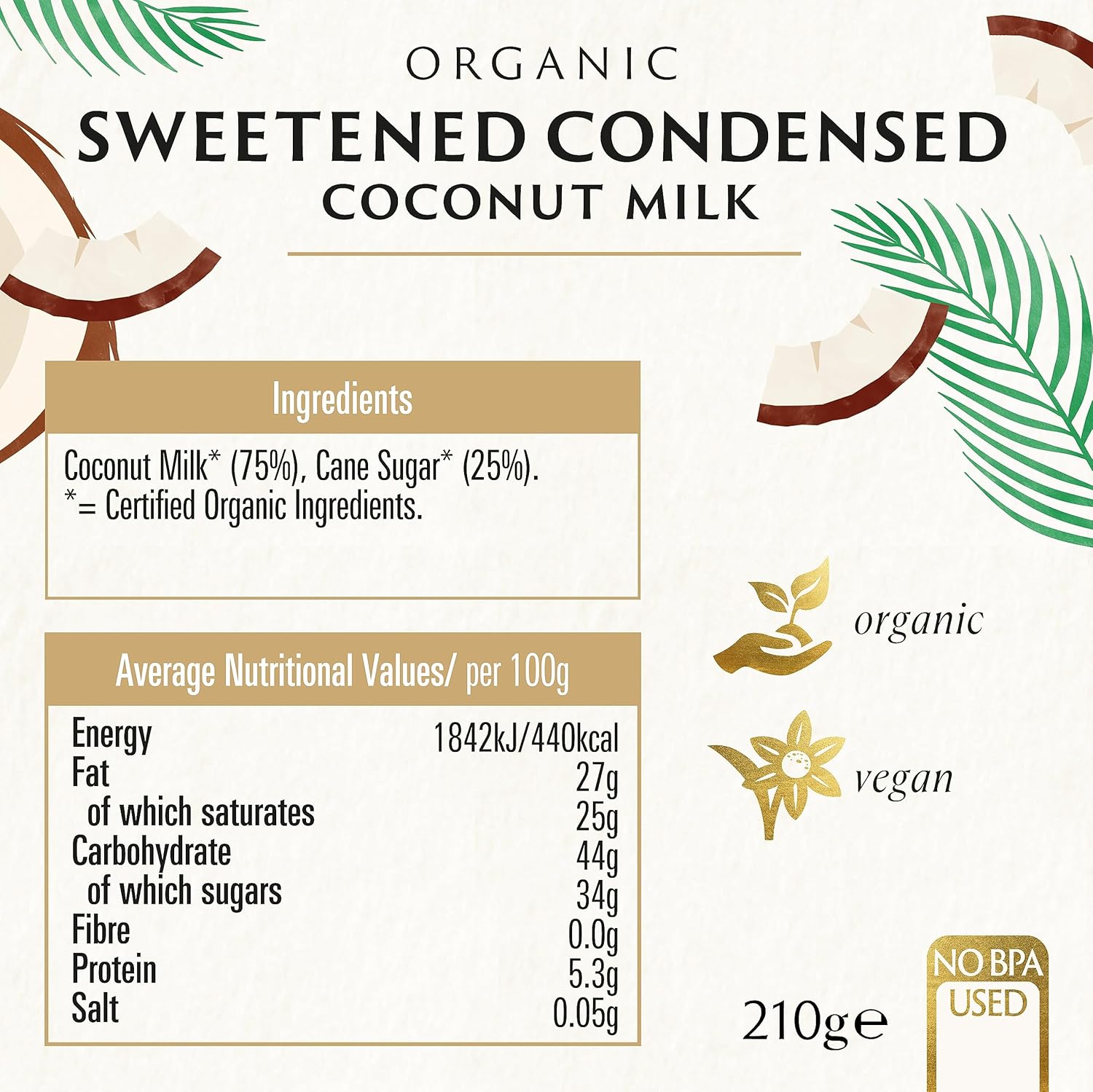 Biona Organic Sweetened Condensed Coconut Milk 210ml 2