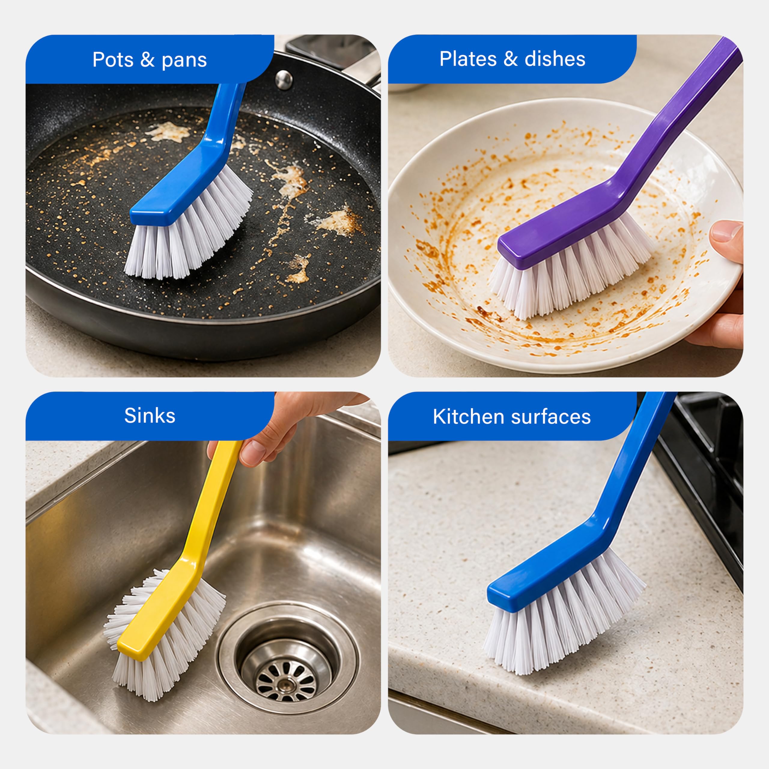 DID Washing Up Brushes - Pack of 3 | Long Handle | Tough Bristles 6