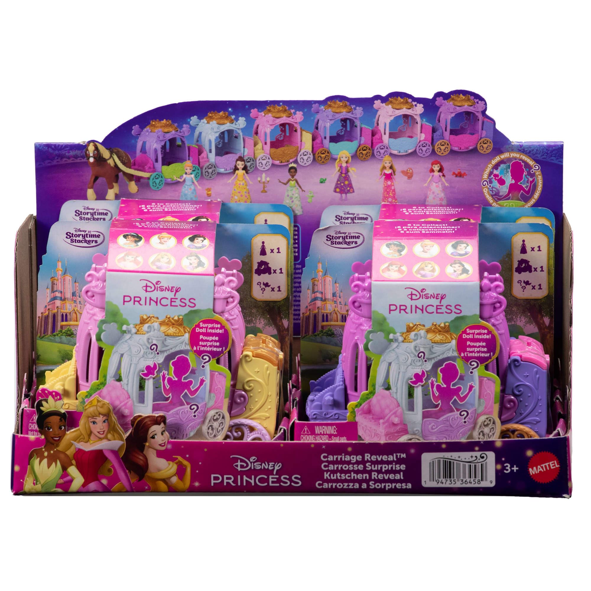 Mattel Disney Princess Carriage Reveal Set - Surprise Small Doll & Carriage Vehicle | 3.5-inch Scale
