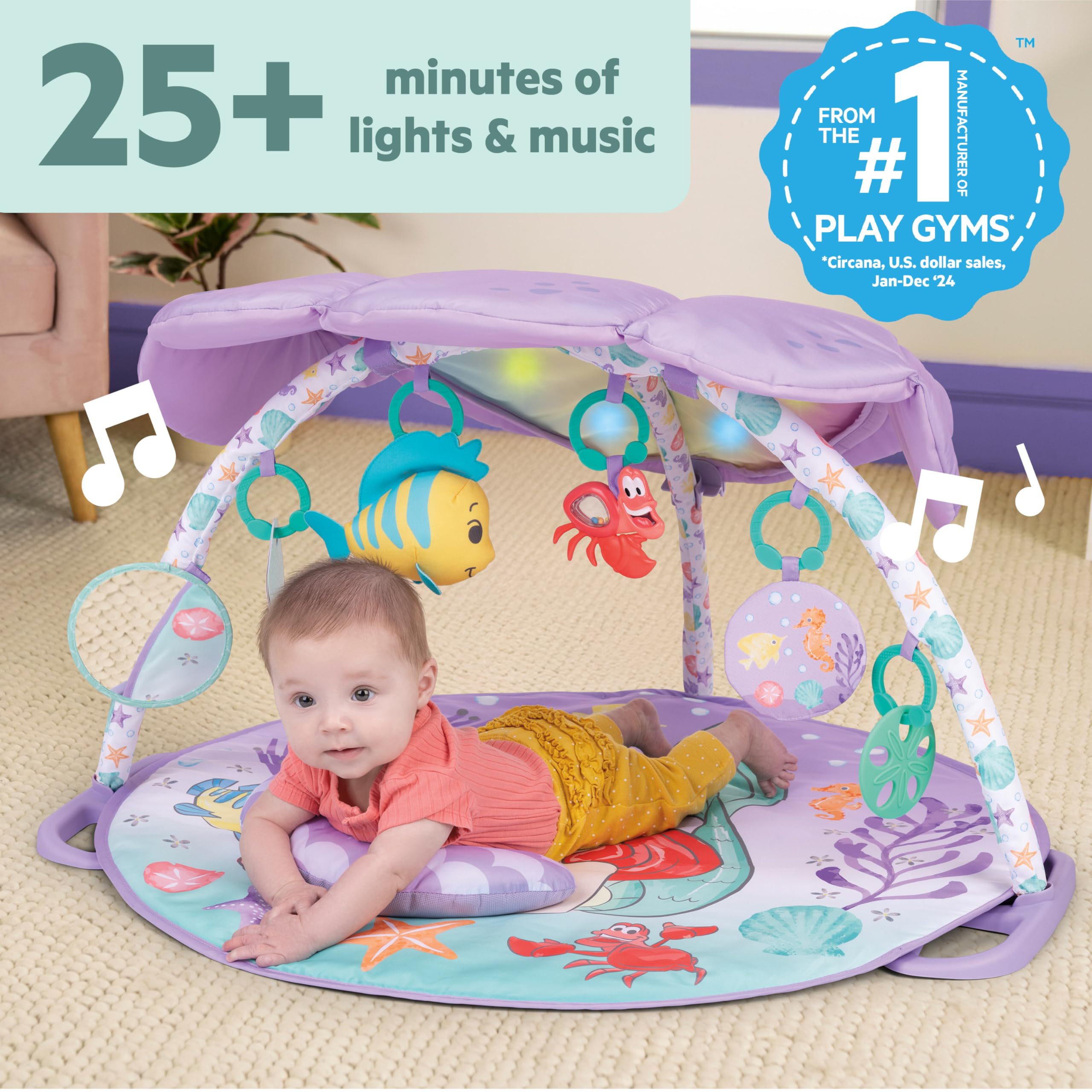 Bright Starts Disney Baby The Little Mermaid Twinkle Trove Light-Up Musical Gym 18