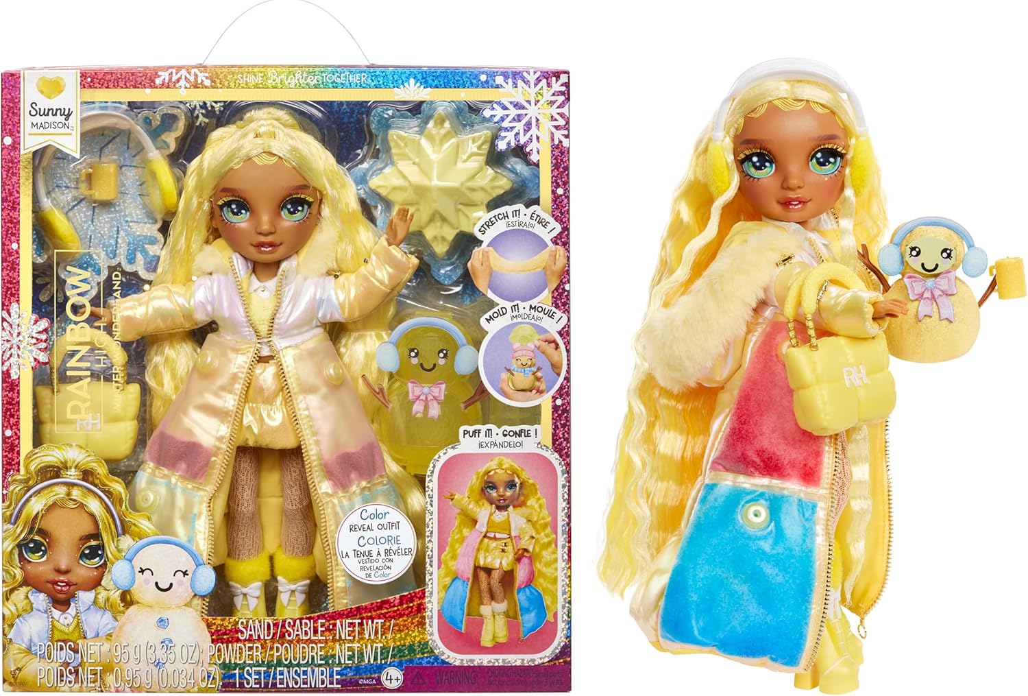 Rainbow High Winter Wonderland - Sunny (Yellow) - 28 cm Fashion Doll with Magic Snow Outfit