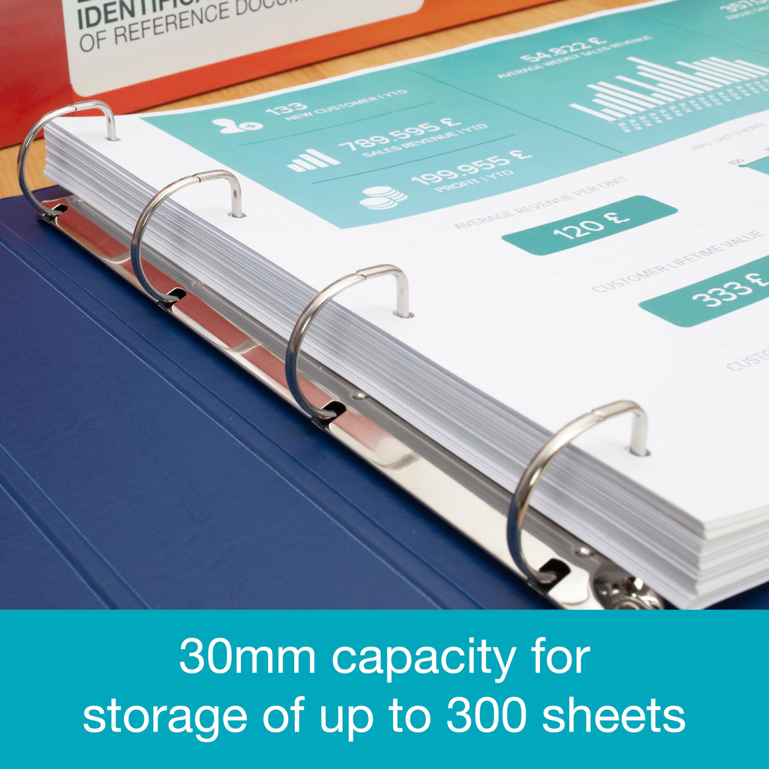 Elba A3 Landscape Padfolio Ring Binder - 4 D-Ring | 55mm Spine | 30mm Capacity | Black PVC