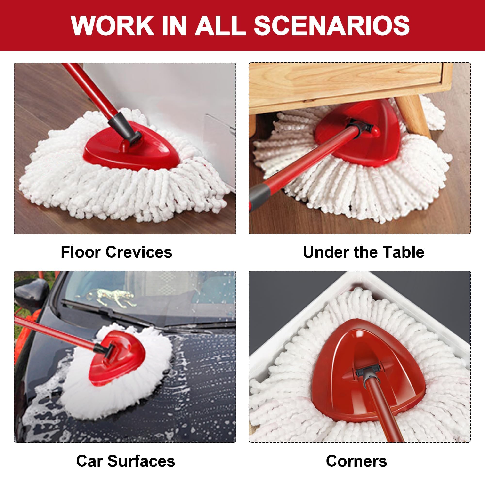 Tidy Monster - 4 Pack Microfiber Mop Head Replacement for Vileda EasyWring 1-Tank Spin Mop 5