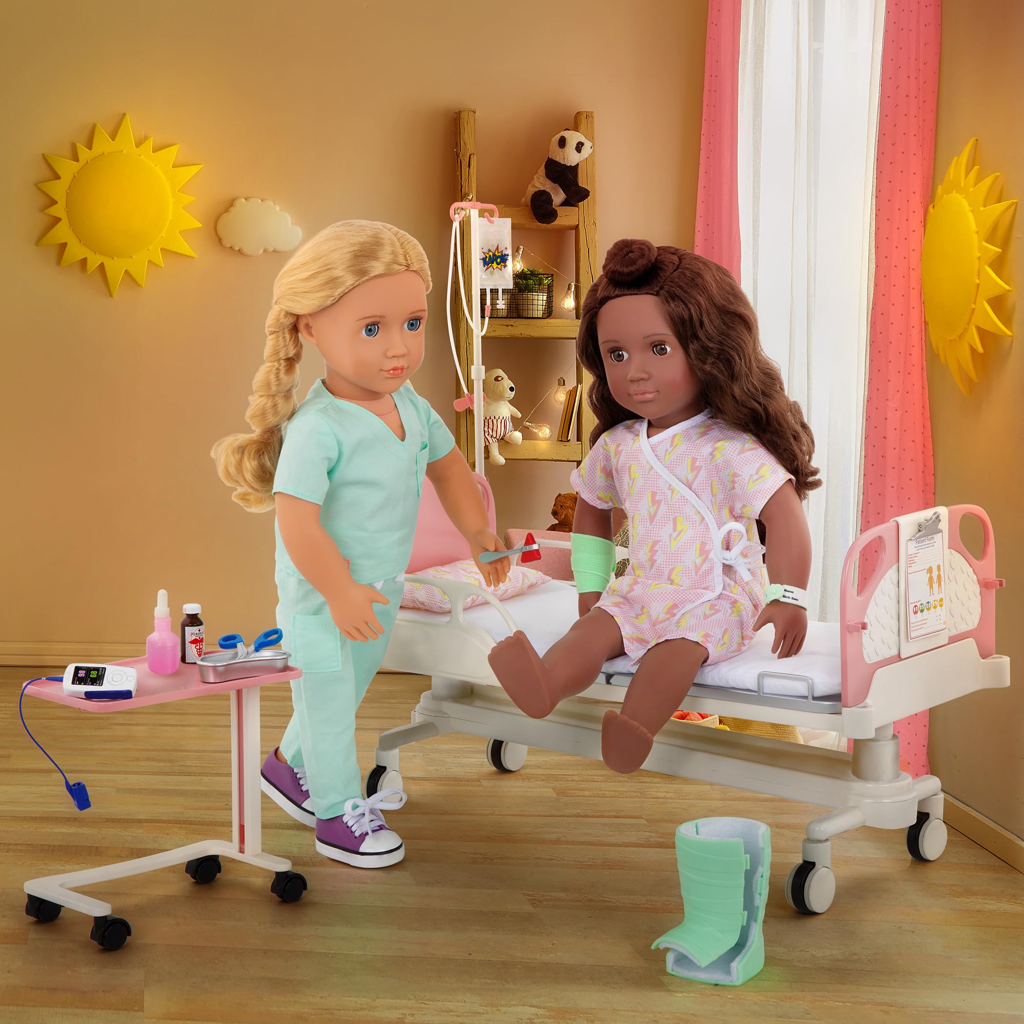 Our Generation Get Well Bed - 40-Piece Doll Hospital Playset | Adjustable Bed | Includes Medical Accessories 3