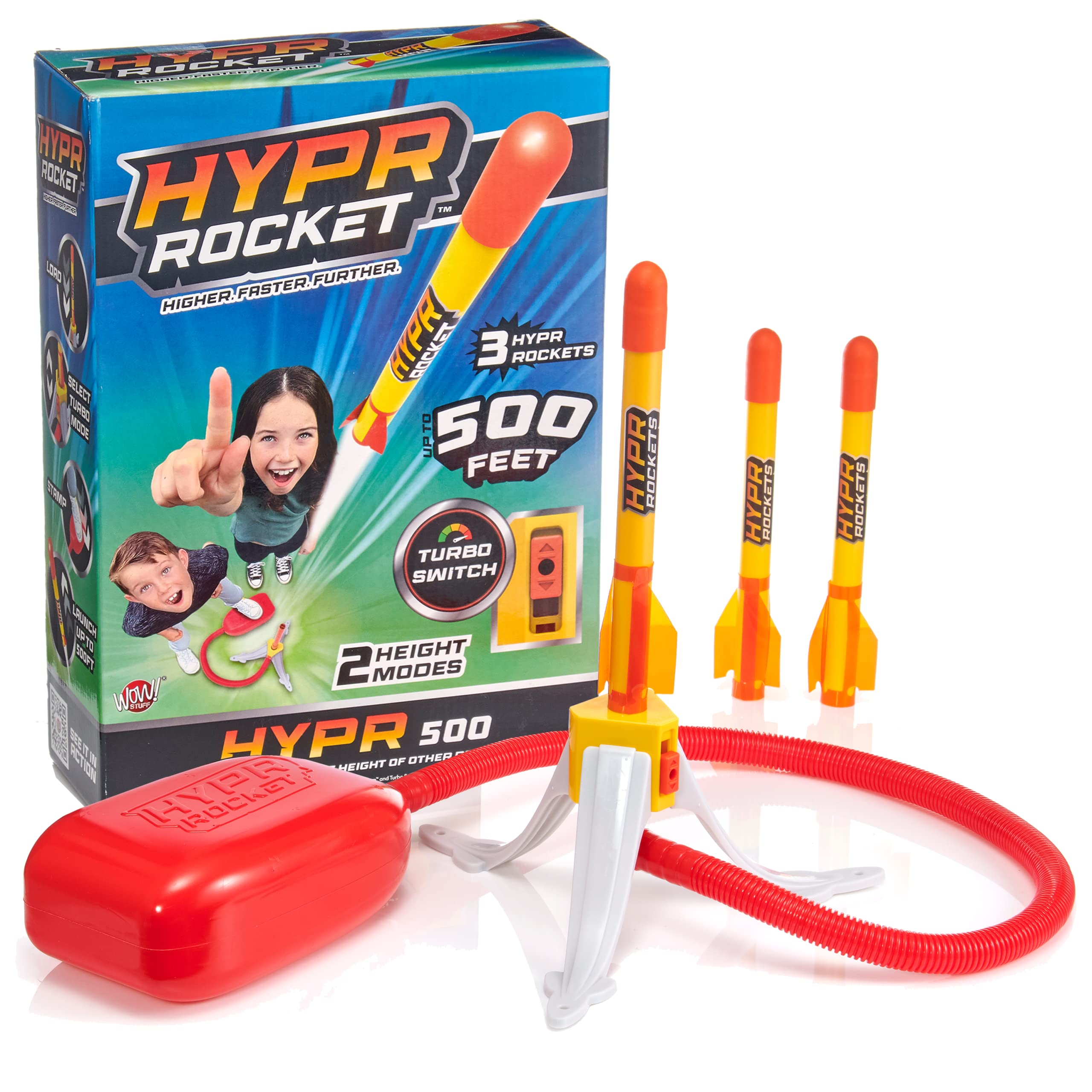 WOW! STUFF HYPR Rocket 500 - Highest Flying Stamp Rocket | Up to 500 ft | Ages 5+