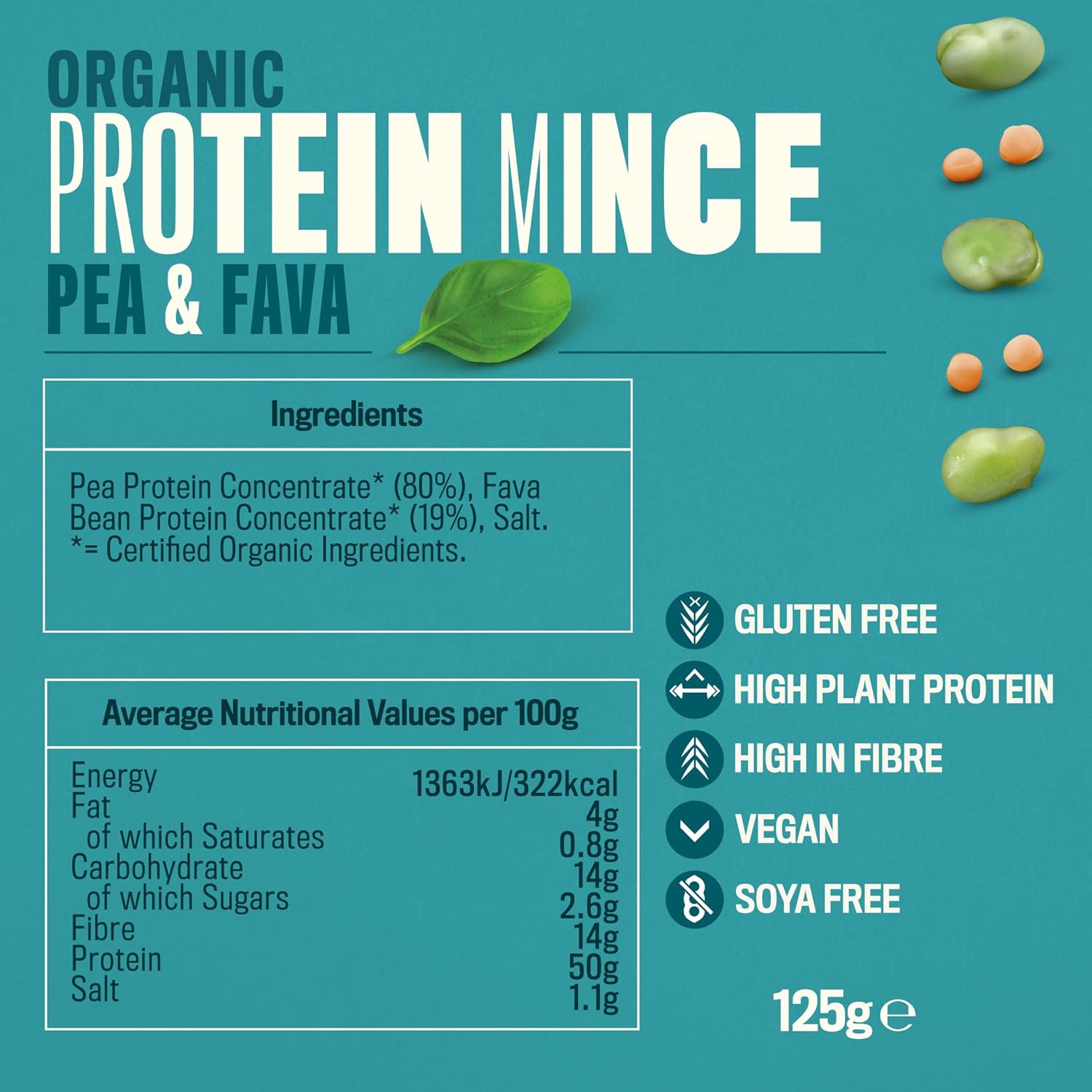 Profusion Organic Vegan Pea and Fava Protein Mince, 125g 2