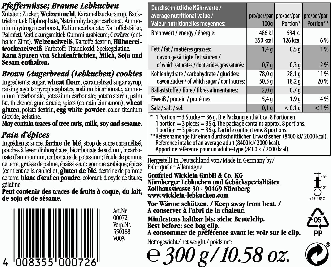 Wicklein Pfeffernusse Gingerbread Biscuits 300g - Spiced Christmas Cookies with Sugar Icing 4