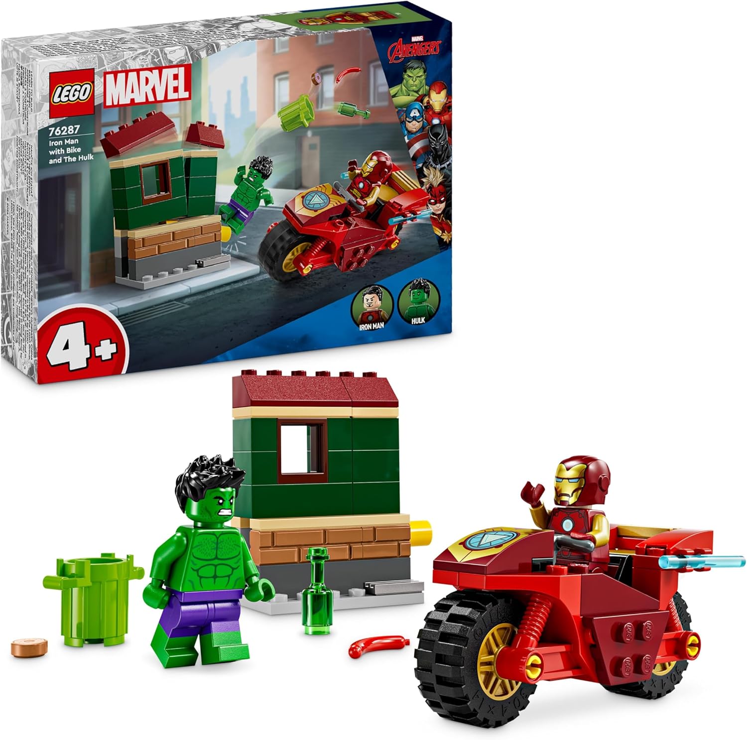 LEGO Marvel Iron Man with Bike and The Hulk - Super Hero Building Toy for Kids 4+ 1