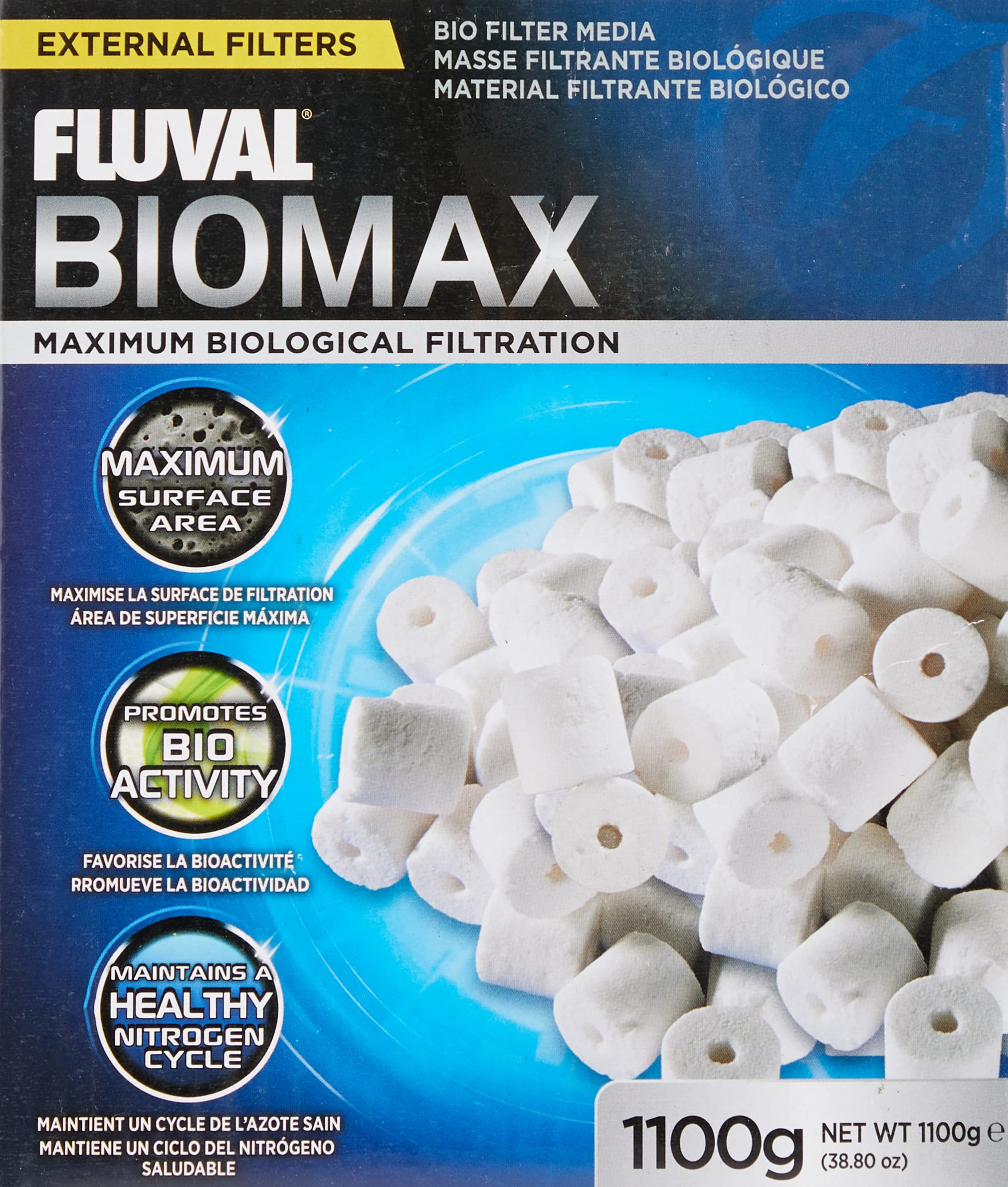 Fluval Biomax Biological Filter Media - 1100g Ceramic Granules for Freshwater & Saltwater Aquariums