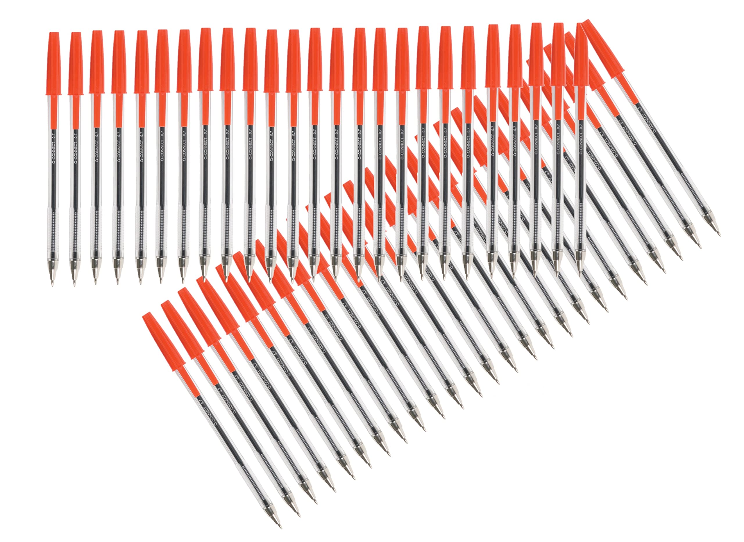 Q-Connect KF26041 Medium Ballpoint Pen - Red Ink | 0.7mm Line Width | Pack of 50