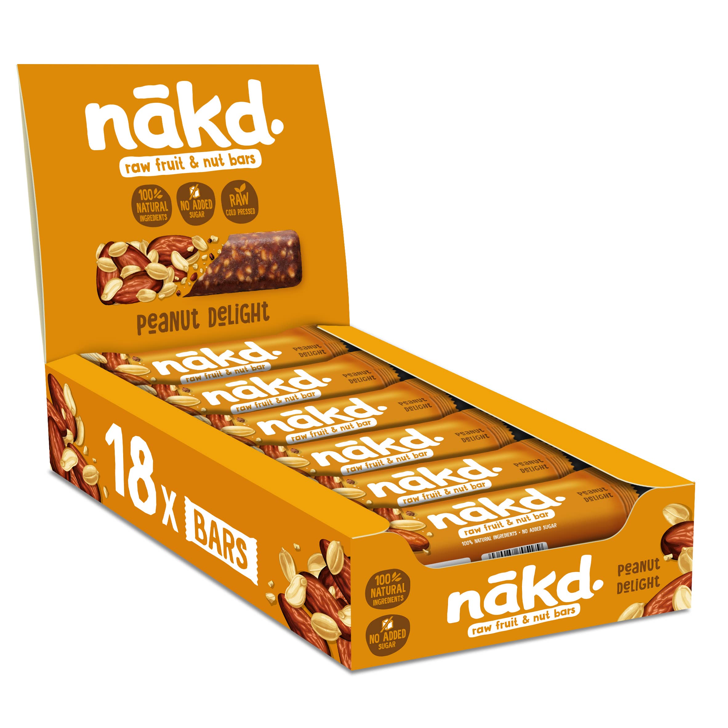 Nakd Peanut Delight Natural Fruit & Nut Bars - Vegan, Gluten Free, No Added Sugar - 35g x 18 Bars 1