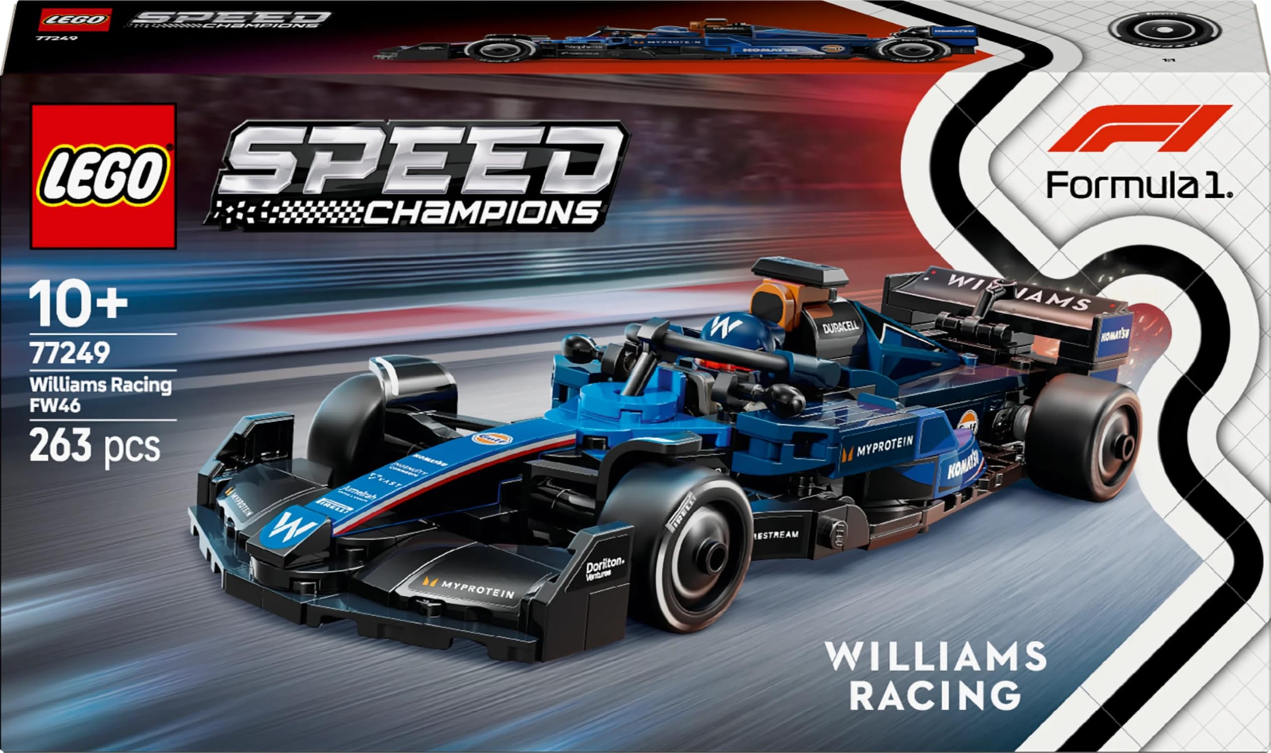 LEGO Speed Champions Williams Racing FW46 F1 Race Car Toy with Driver Minifigure - Building Set for 10+ 14