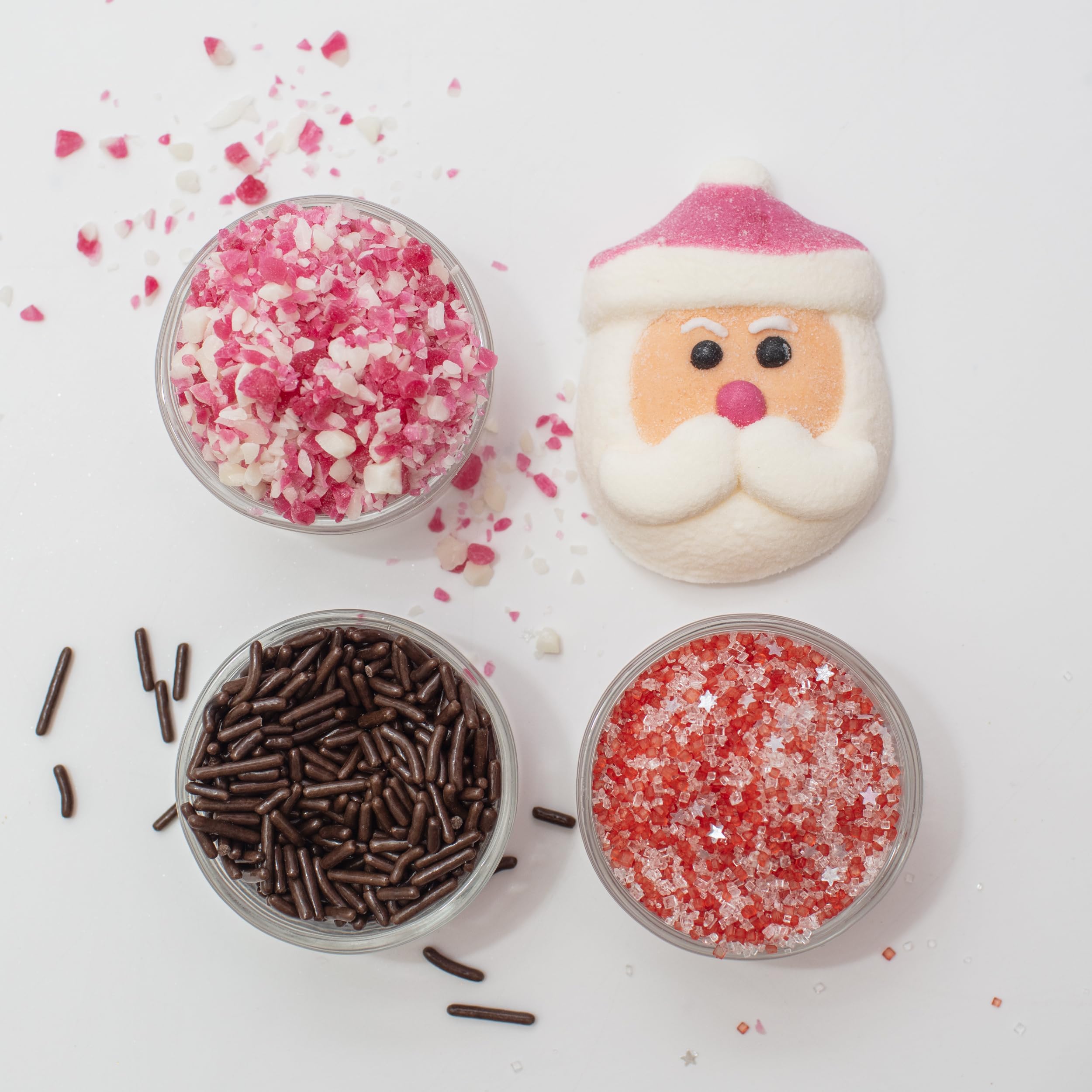 PME Hot Chocolate Puffy Santa Decorating Kit | 6 Marshmallow Santas & 3 Sprinkle Sachets | 260g