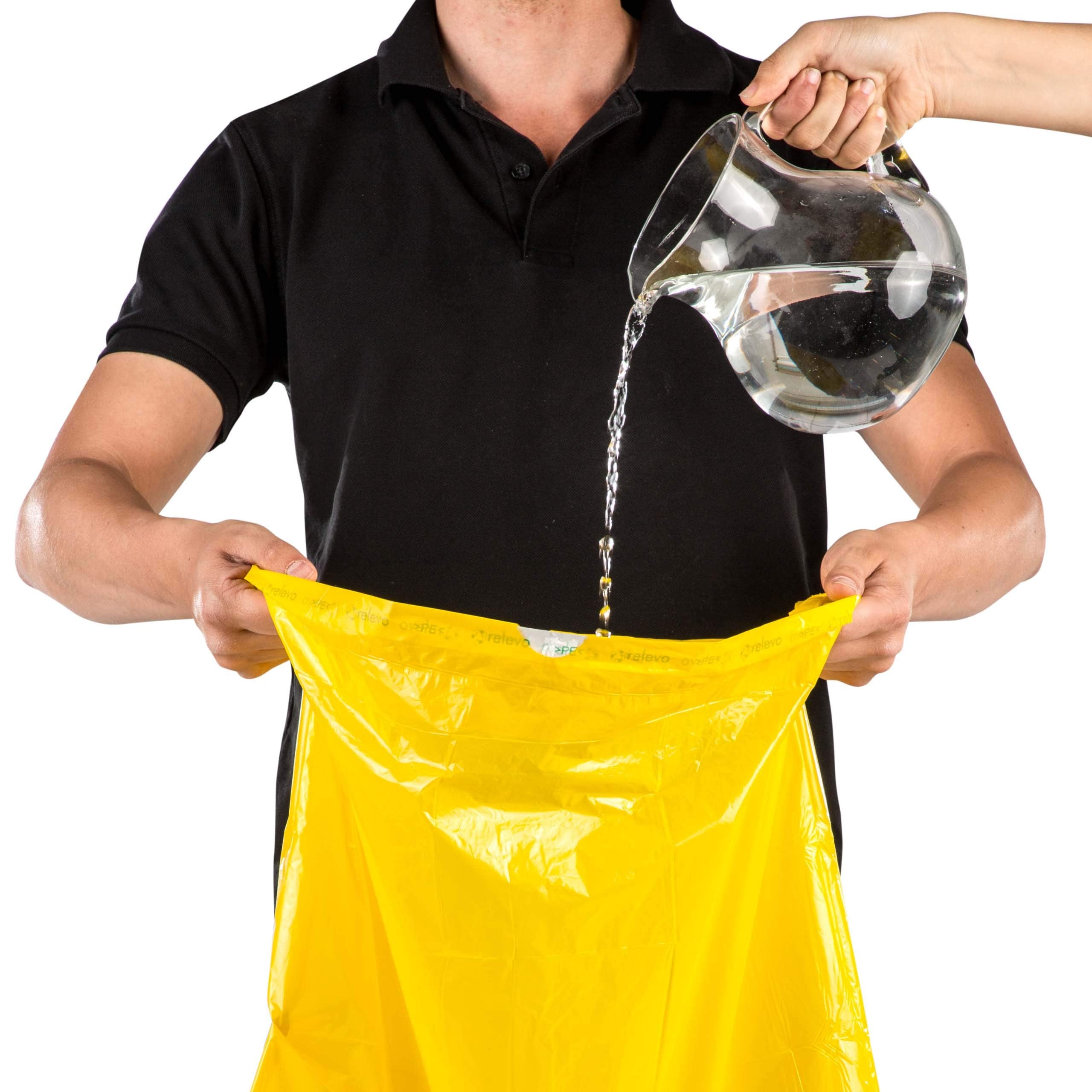 Relevo 30L Drawstring Bin Bags - 90 Count (6 Packs) | 100% Recycled Plastic | Yellow 6