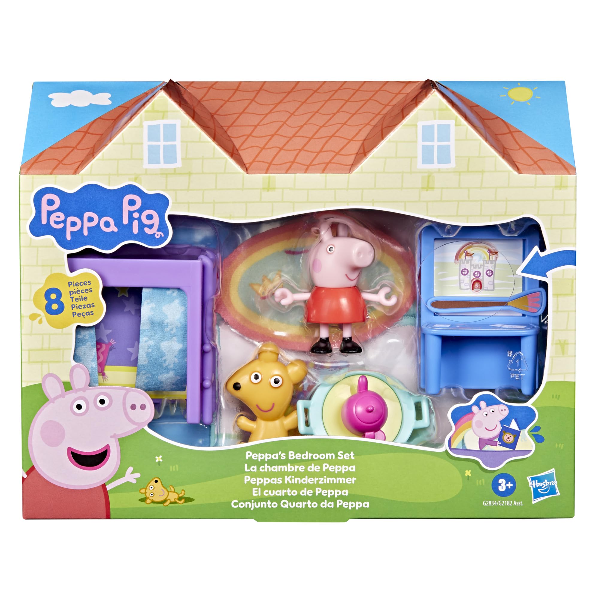 Peppa Pig Peppa's Bedroom Playset with 7.5-cm Figure | 8 Pieces | Ages 3+