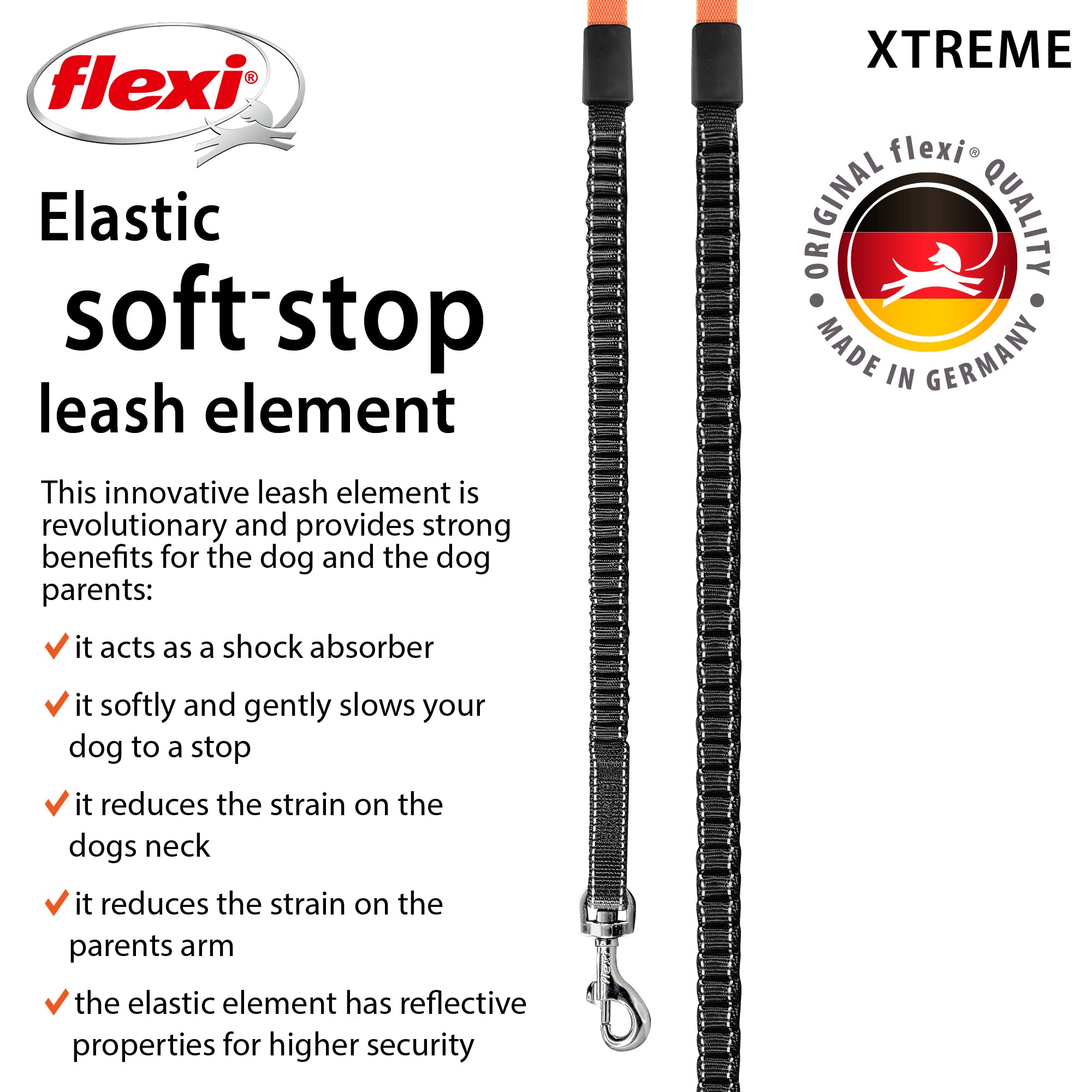 flexi Xtreme M Retractable Dog Lead - 5m Tape, 35kg Max, Orange/Black 5
