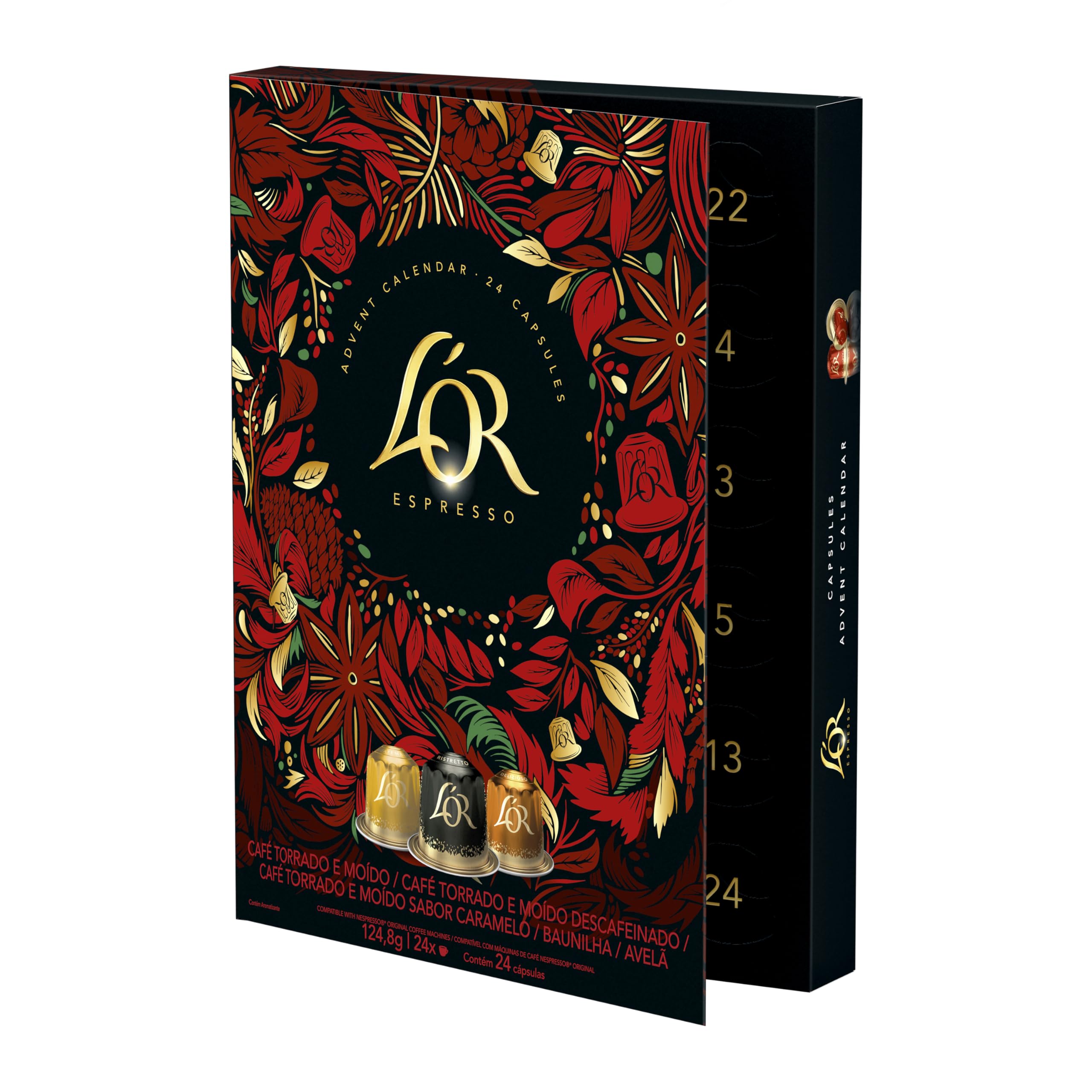 L'OR Coffee Pod Advent Calendar - 24 Capsules for Nespresso Original & L'OR BARISTA 9