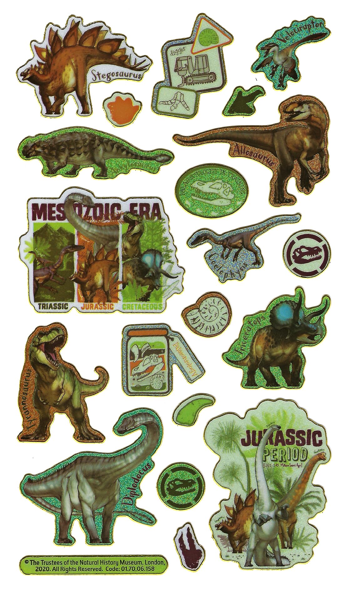 Paper Projects - Natural History Museum Dinosaurs Sparkly Reusable Stickers 5