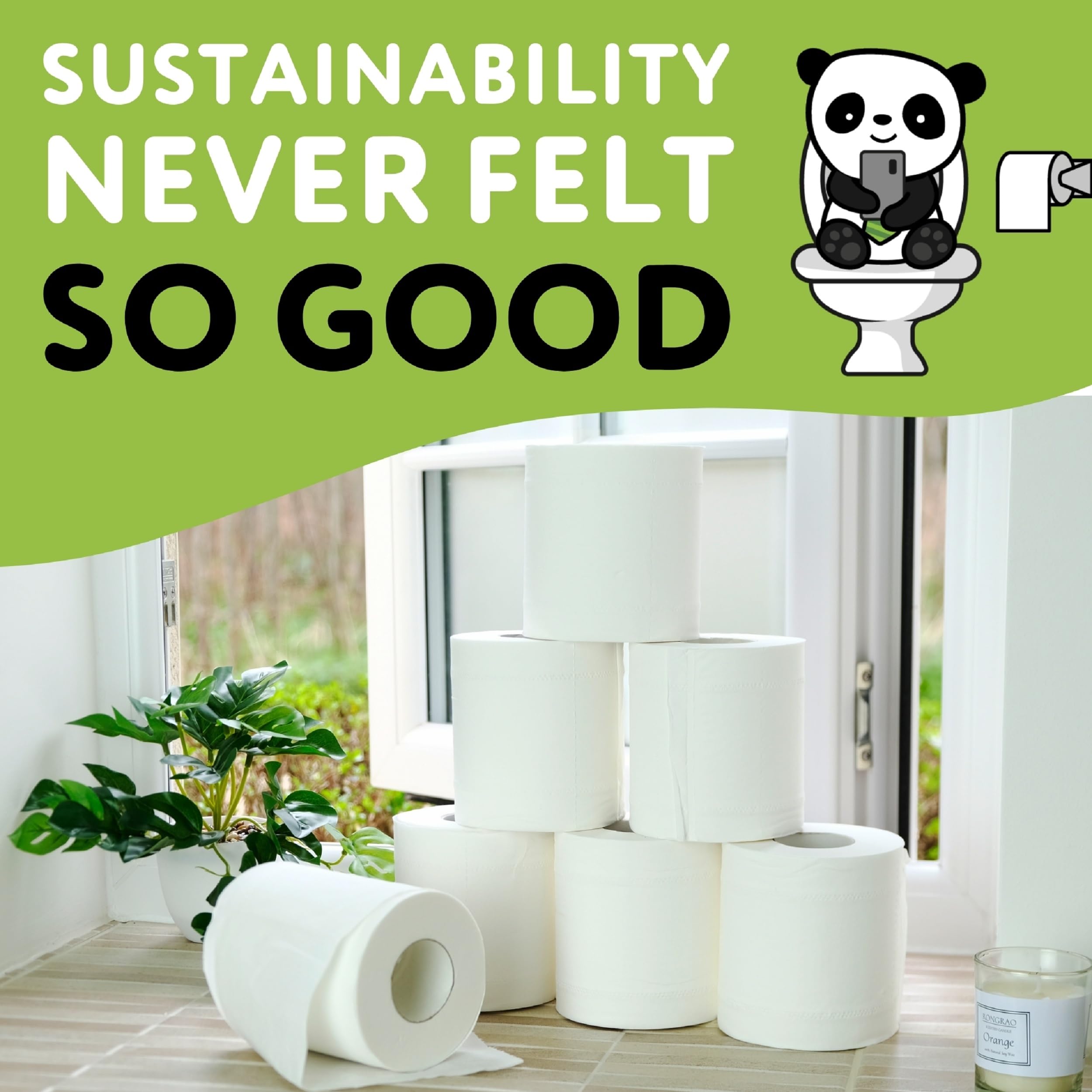 The Cheeky Panda - Bamboo Toilet Tissue Paper (Pack of 4 Rolls, 3-Ply, 200 Sheets) 16