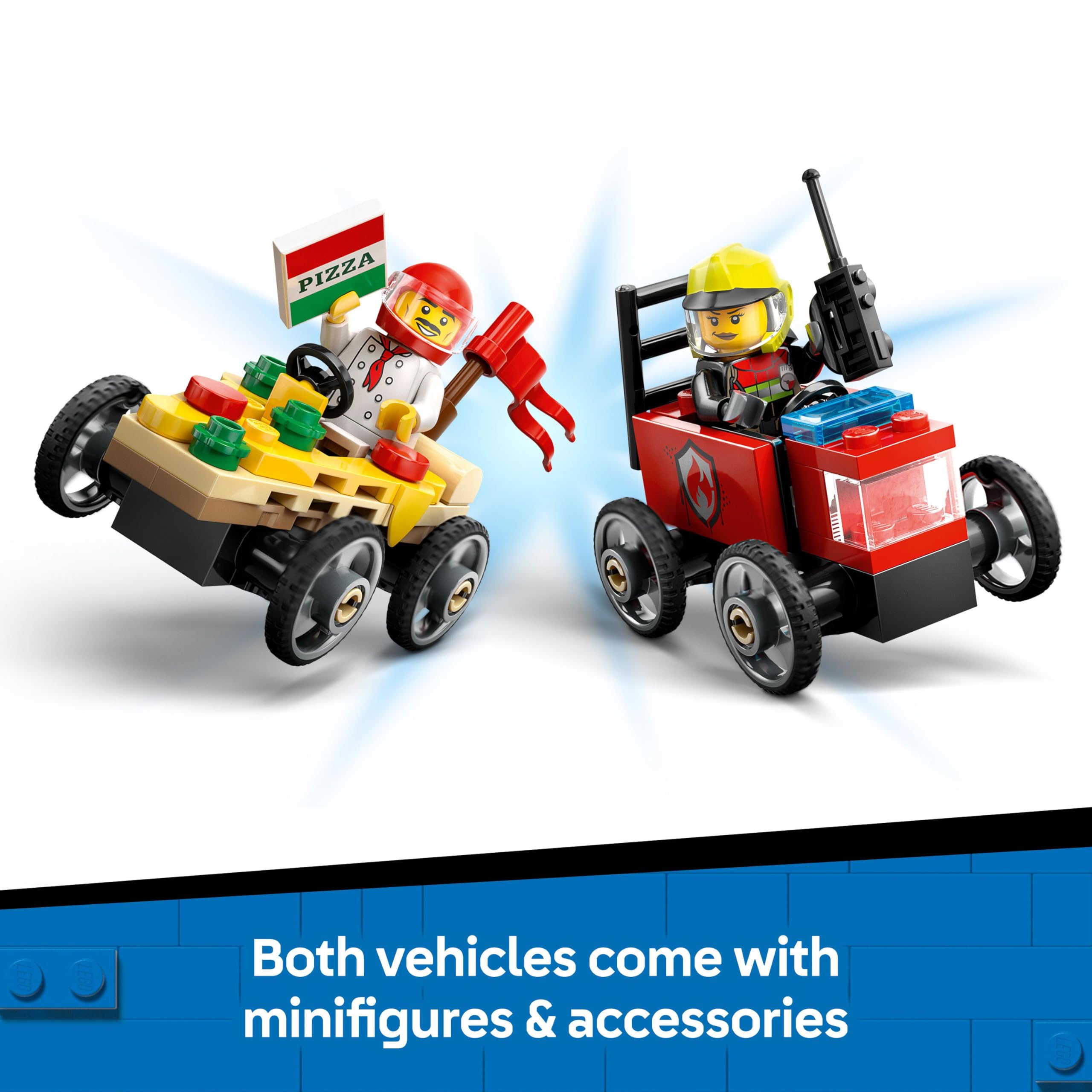 LEGO City Pizza vs. Fire Truck Race Car Pack - Building Set for 5+ Year Olds 4