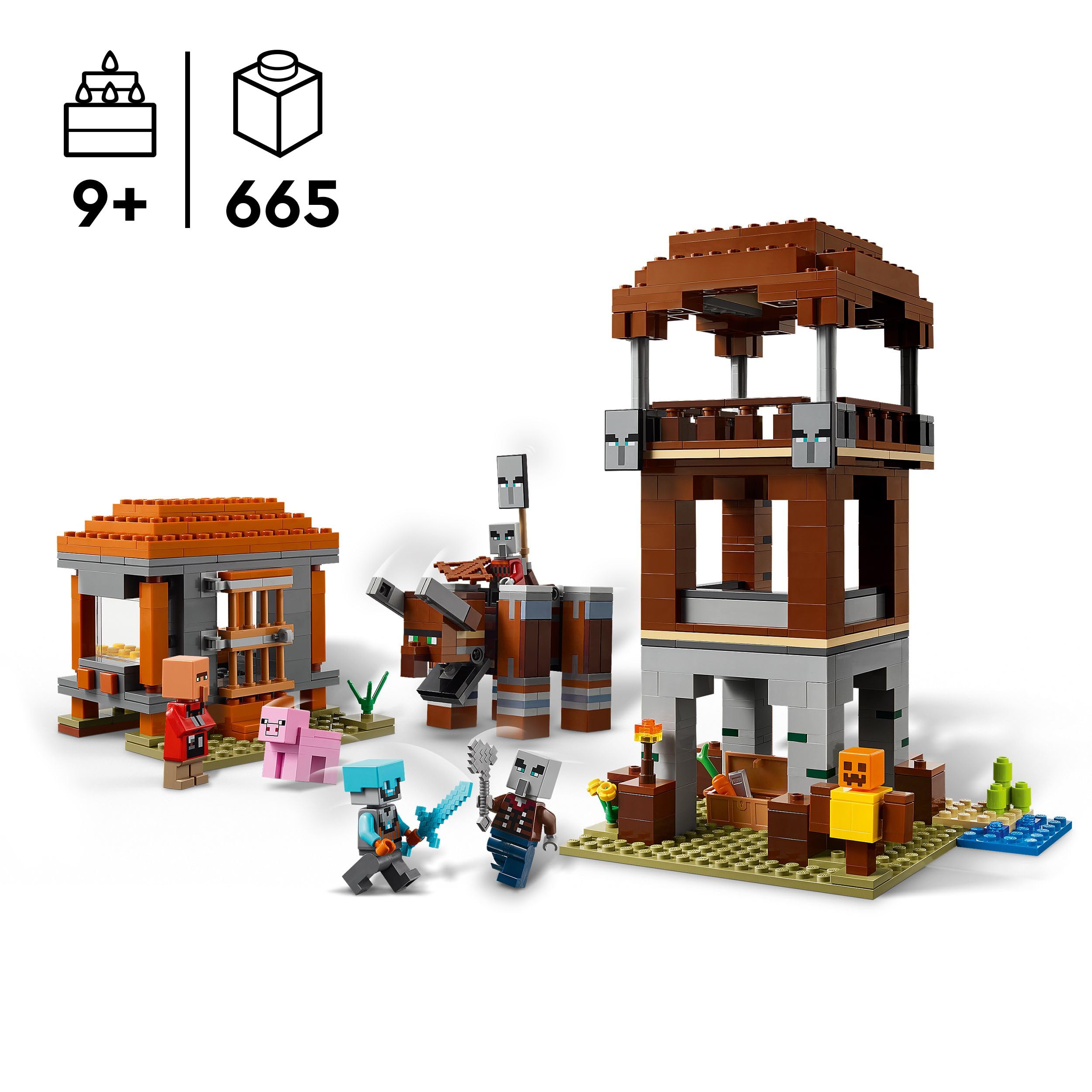 LEGO Minecraft The Pillager Outpost and Ravager - 665-Piece Building Set for Kids 9+ 3