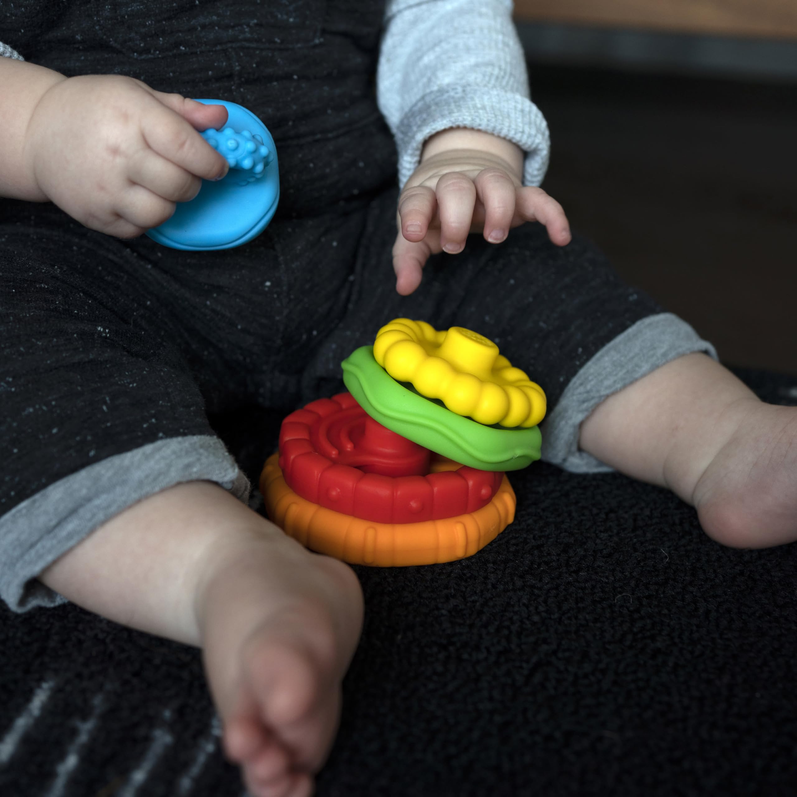 Baby Einstein Stack & Teethe Multi-Textured 5-Piece Teether Toy Set for Ages 3 Months +
