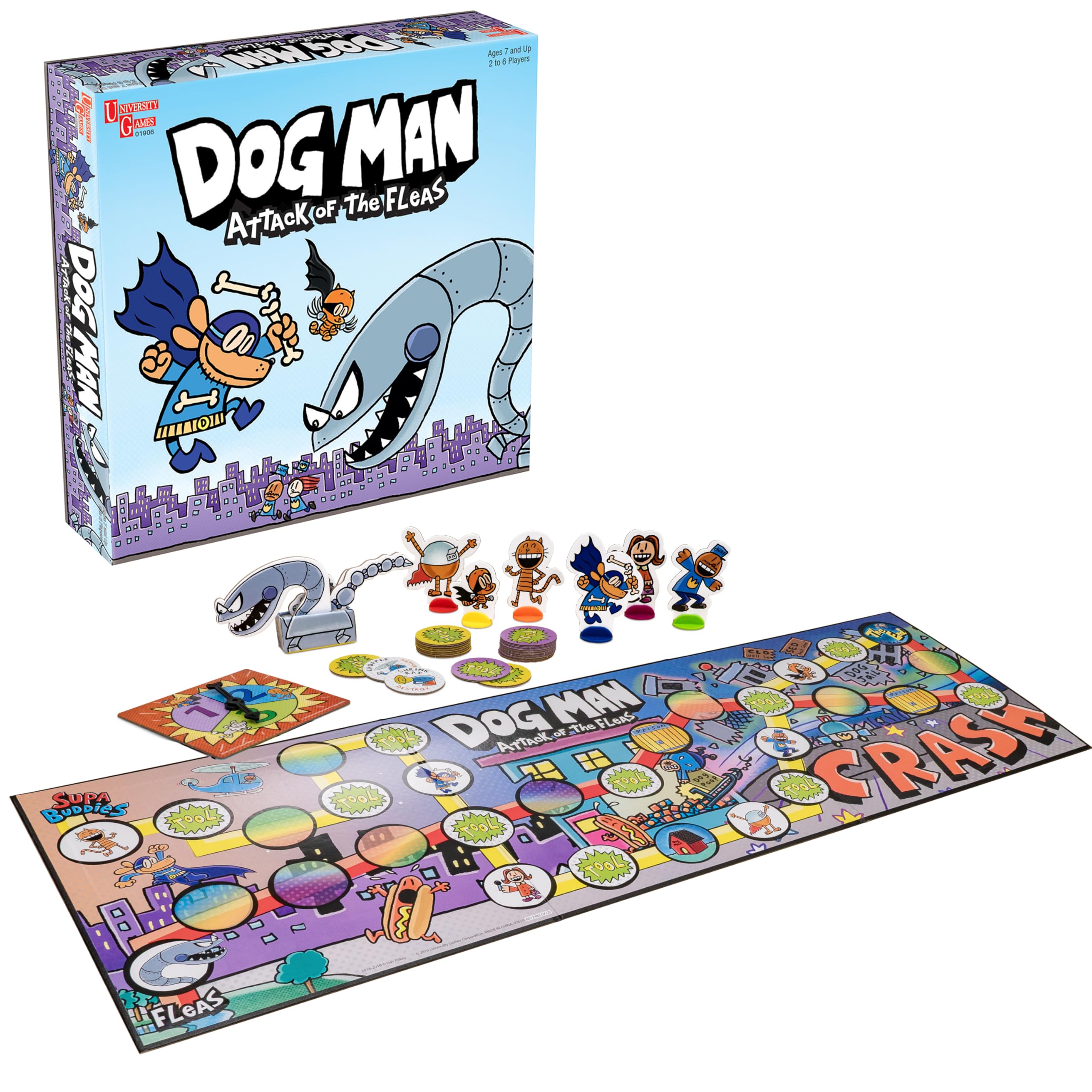 University Games Dog Man Attack of the Fleas Board Game | 2-6 Players | Ages 7+