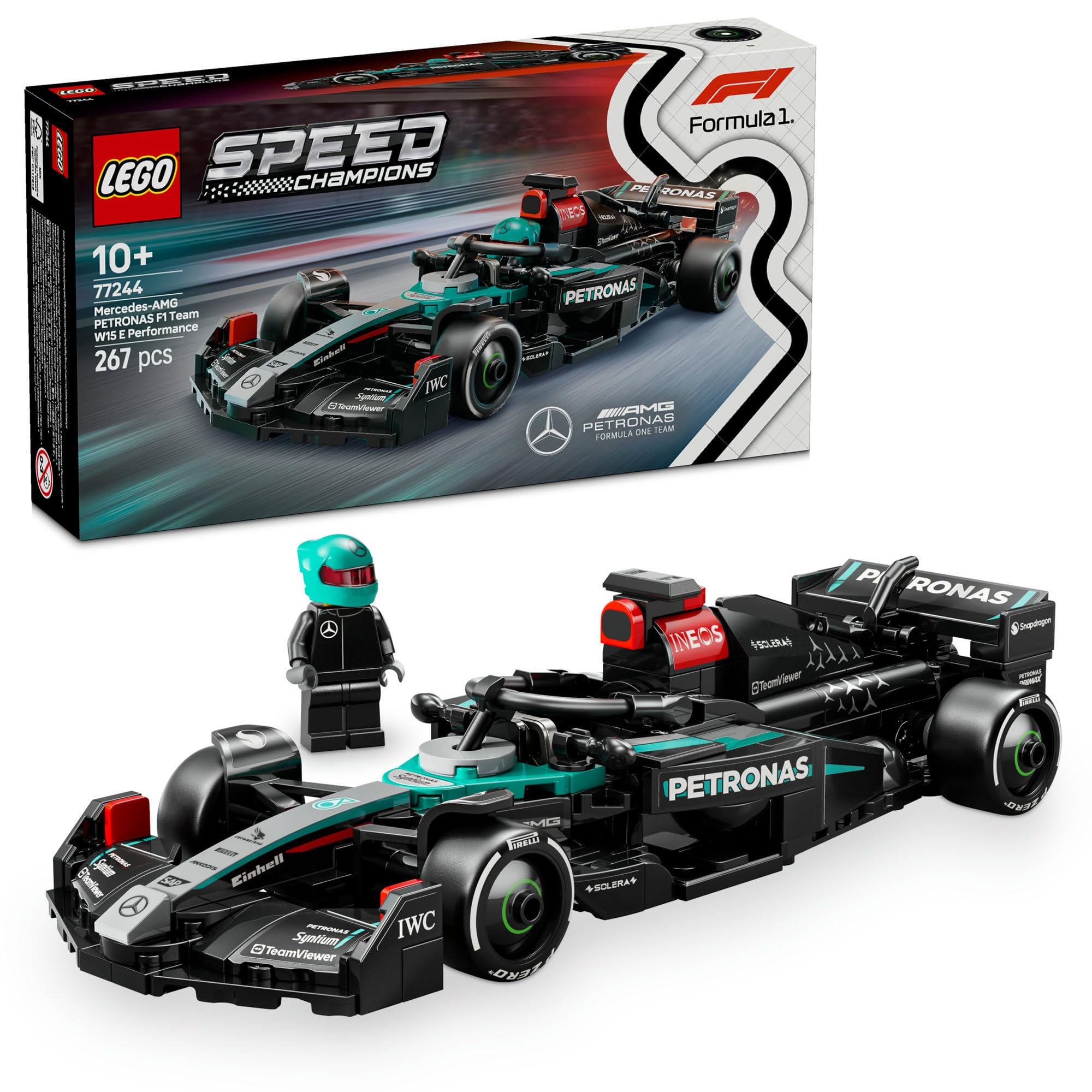 LEGO Speed Champions Mercedes-AMG F1 W15 Race Car Toy - Building Set with Driver Minifigure for Ages 10+ 1